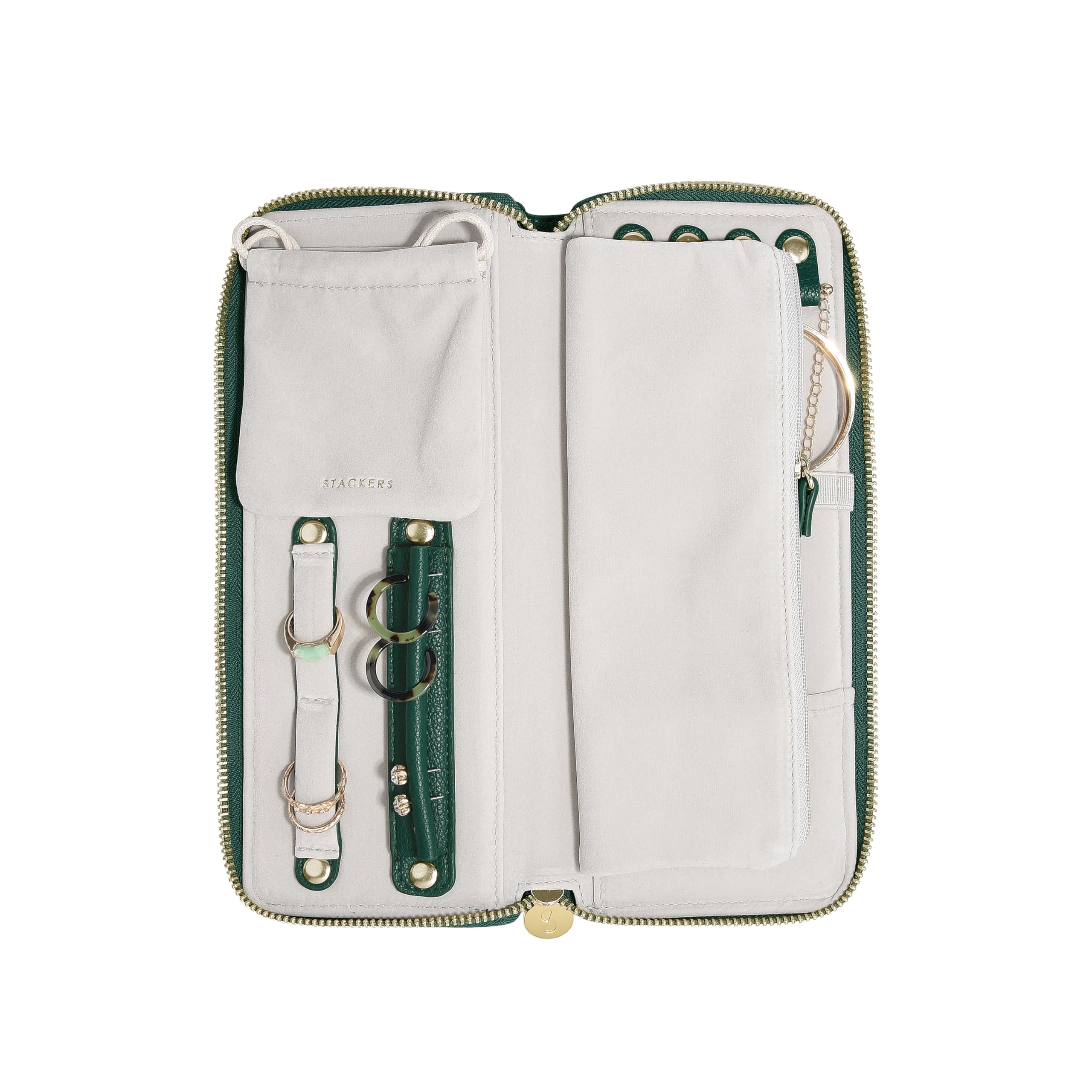 Stackers Forest Green Jewellery Roll