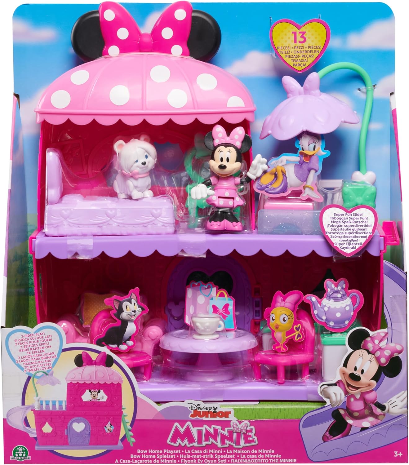 Minnie Mouse Bow Home Play Set with Character Figurines, Accessories and Slide - Imaginative Pretend Play for Kids
