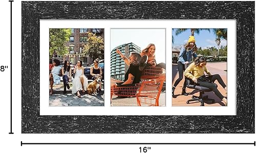 Miniatura 8 de Gaevuian Portarretratos de 8 x 16 pulgadas, marco de fotos de 3 aperturas, collage de 5 x 7 pulgadas, marco de fotos múltiples con paspartú,
