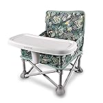 Summer by Bright Starts Pop \'N Sit Portable Booster Chair, Floor Seat, Indoor/Outdoor Use, Compact Fold, Jungle Botanical, 6 Mos - 3 Yrs