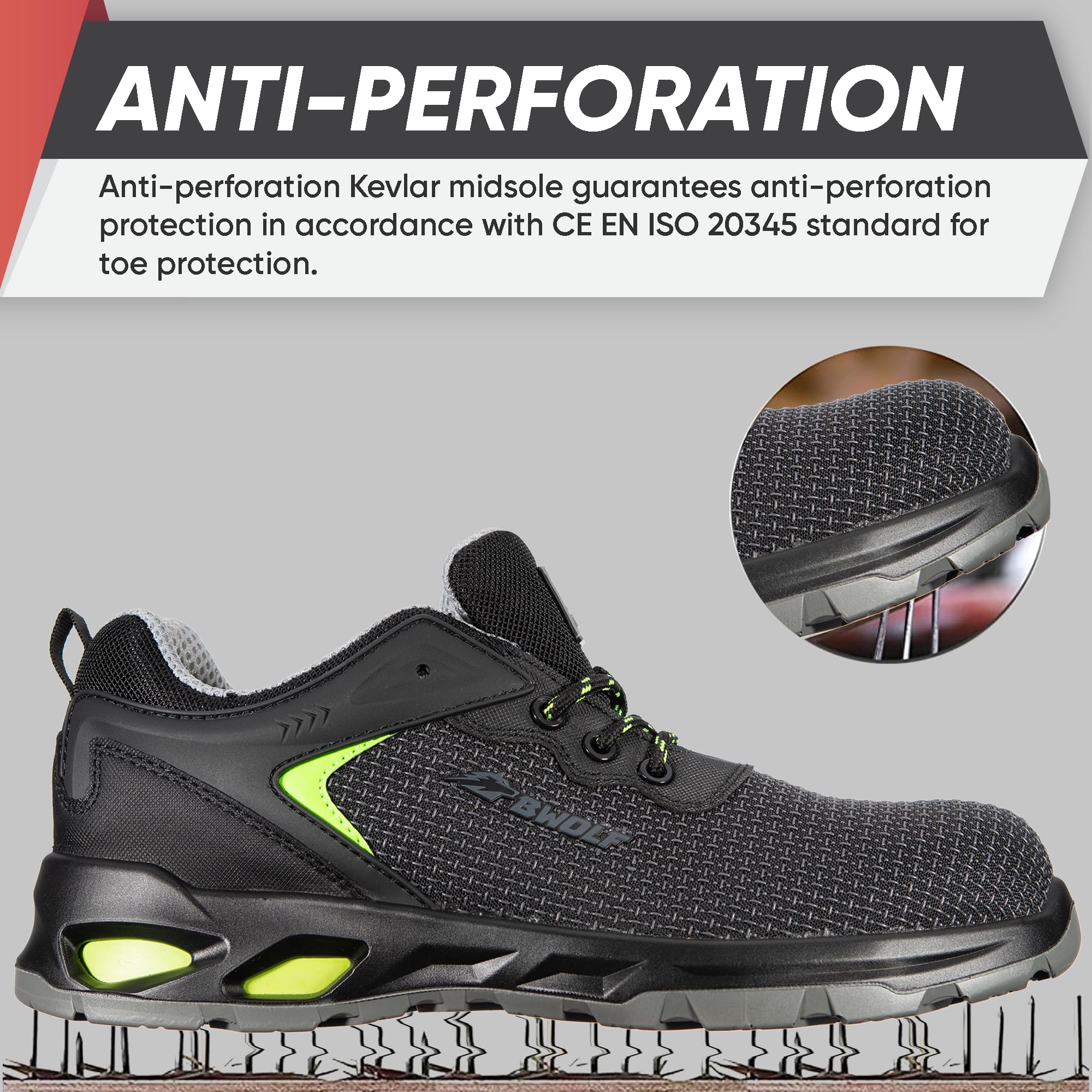 BWOLF Skyler S3S Arbeitsschuhe Herren S3S Sicherheitsschuhe Herren S3 PUTEK wasserdicht, rutschhemmend 4x4 Grip Tech, Ergo Sohlen (Schwarz, EU Schuhgrößensystem, Erwachsene, Numerisch, M, 40)