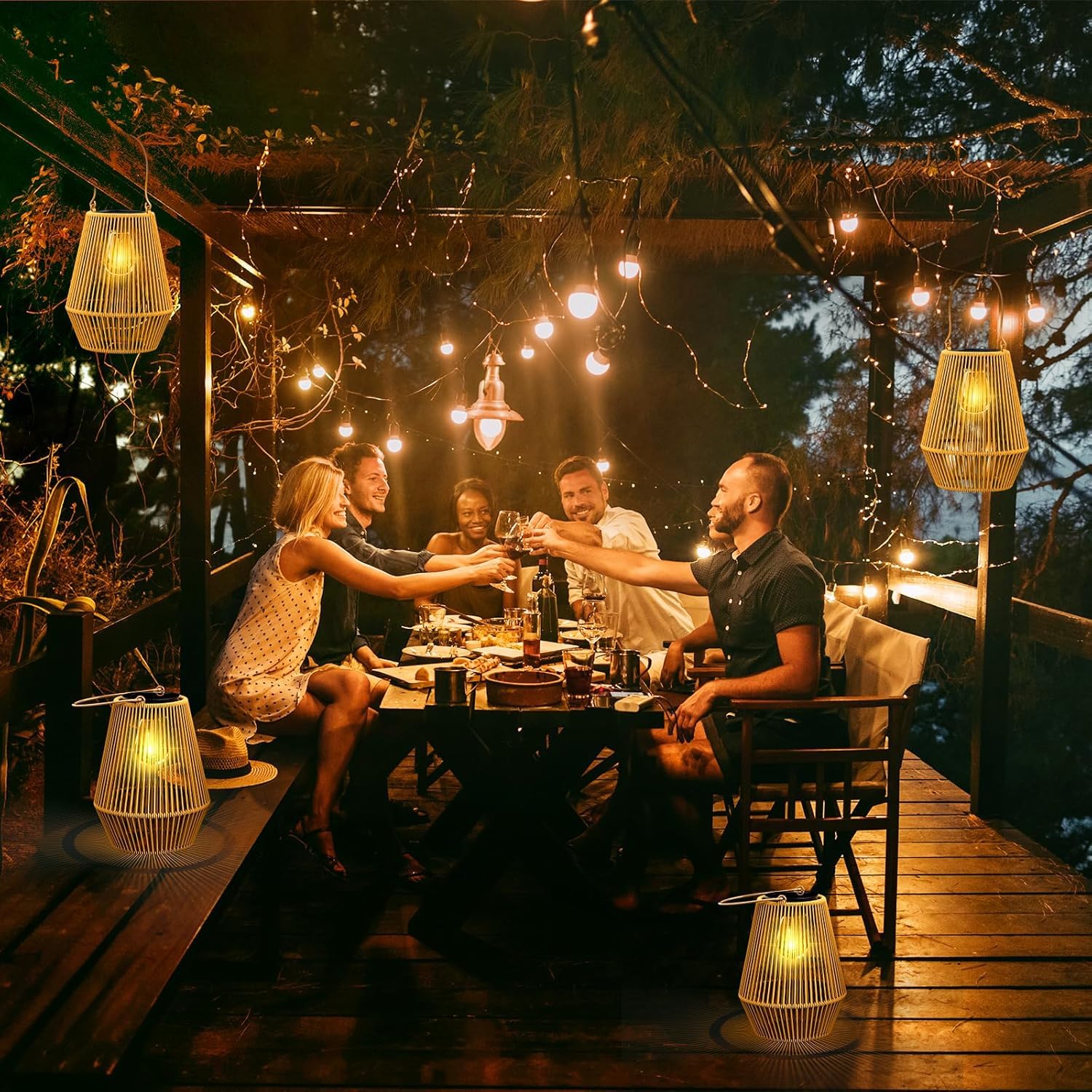 Lanterne da Esterno, KagoLing Lanterne Solari da Esterno 4 Pezzi IP65 Impermeabile Lampada Solare da Giardino per Natale Feste Decorazioni natalizie