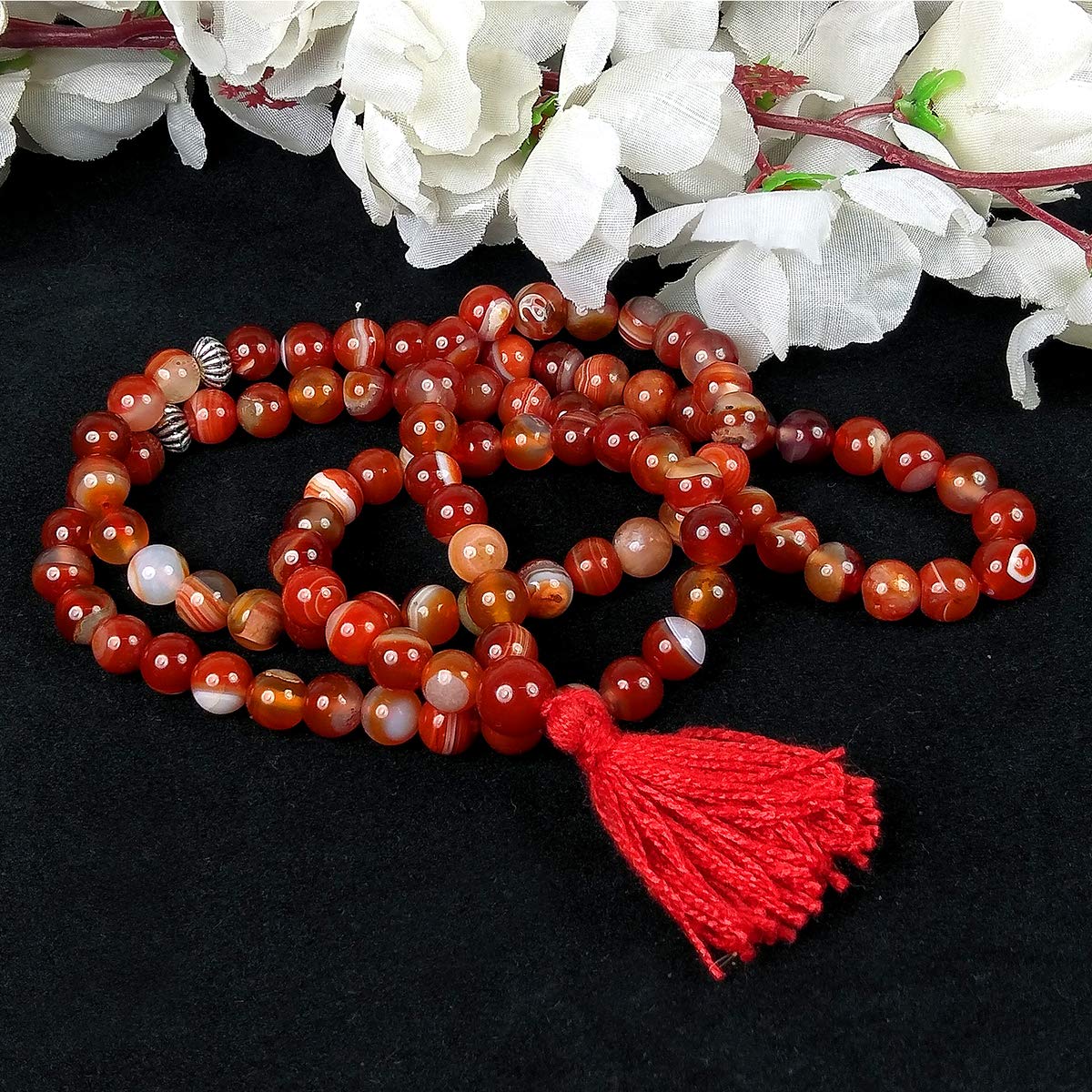 Reiki Crystal Prayer Beads - Red Botswana Agate -2
