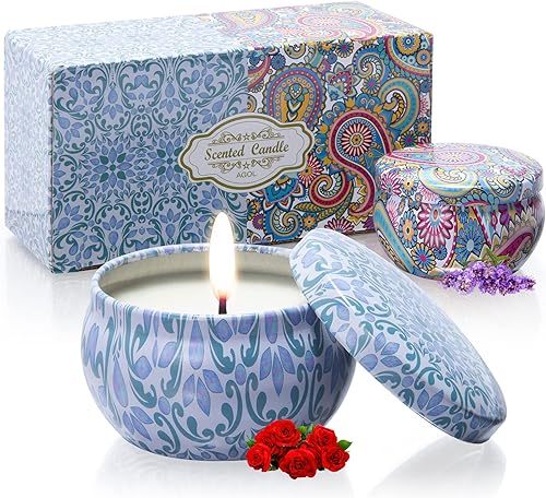 Paquete de 2 velas perfumadas, velas de aromaterapia de 2.5 onzas para el hogar, velas de soja naturales con aromas florales, juego de velas