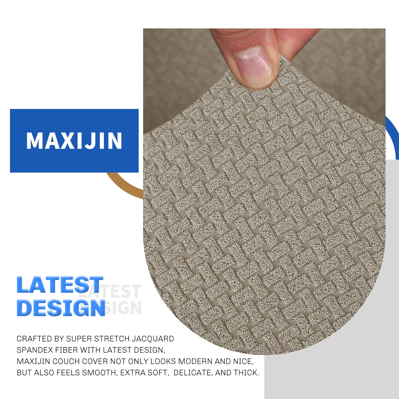 MAXIJIN Fodere per divano jacquard creative per 2 posti, 1 pezzo copridivano antiscivolo super elasticizzato per divano per cani protezione per mobili per animali domestici (2 Posti, Cachi)