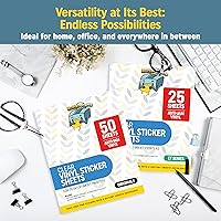Vista 6 de Papel adhesivo de vinilo transparente imprimible, impermeable, 25 hojas de 8.5 x 11 pulgadas, impresora de inyección de tinta (no Epson), papel