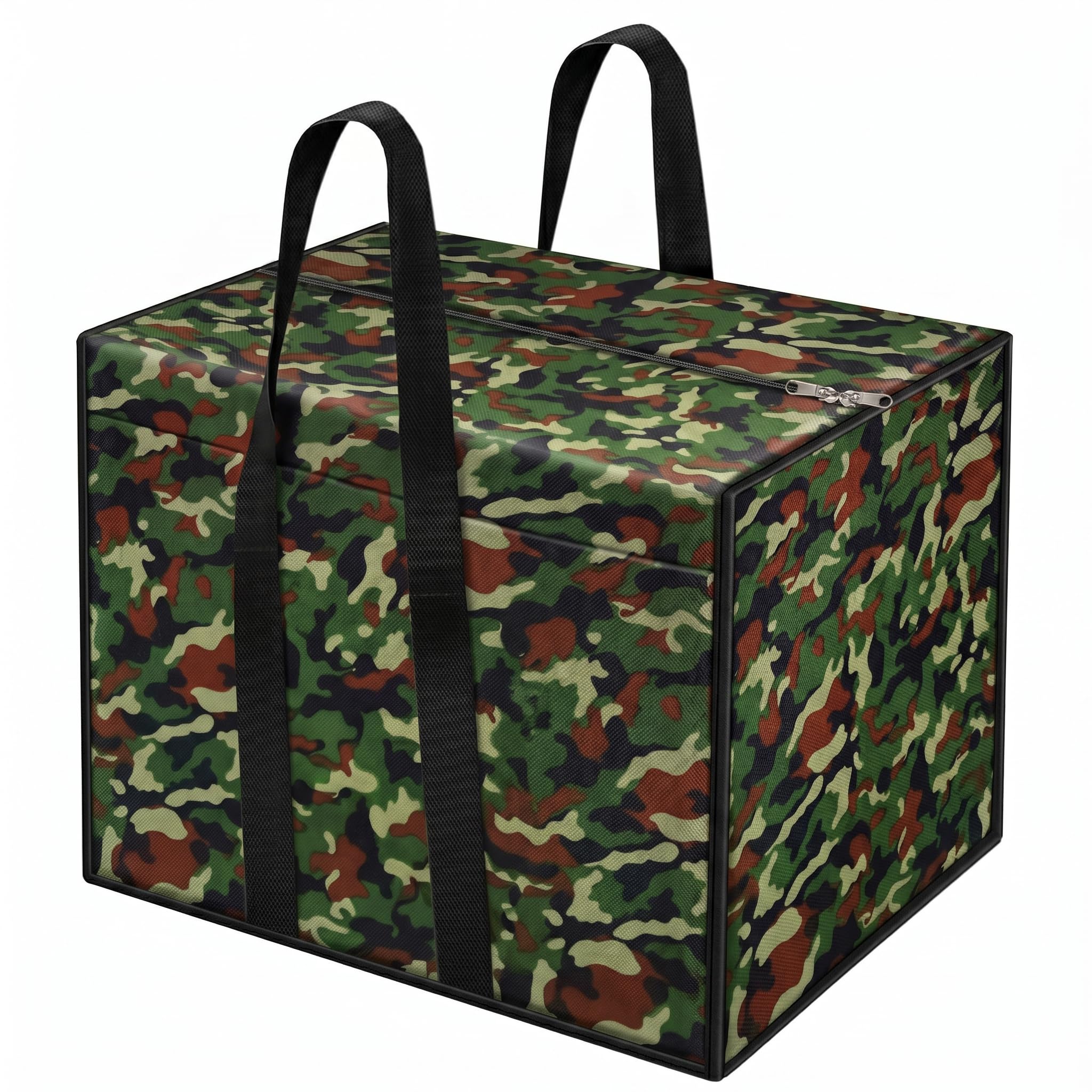 Camouflage Large Storage Bag with Zipper and Handles | Heavy-Duty Handles, Zippered Closure, Large Capacity, Camo Print, Structured Design-image-21