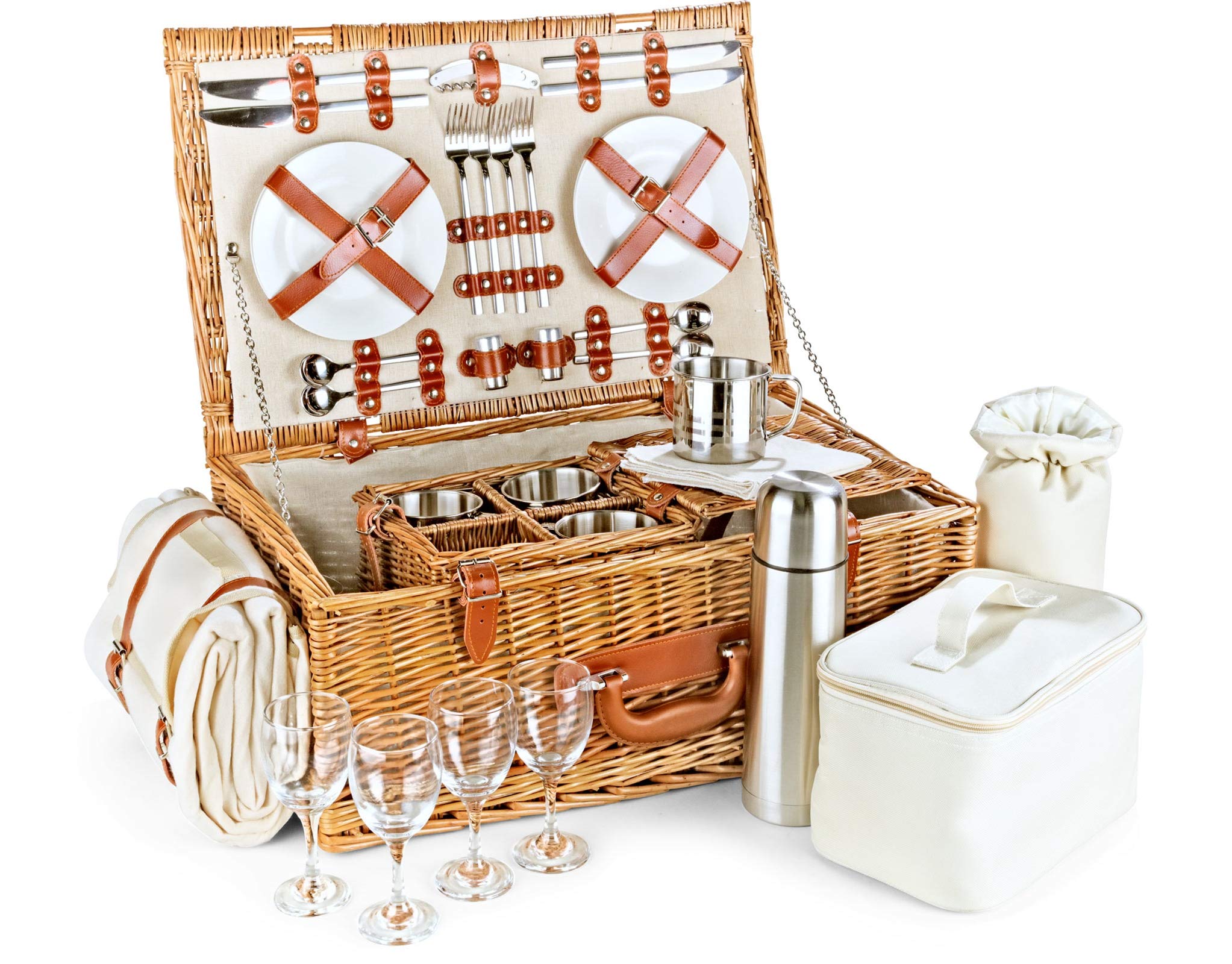 Buy Luxury Fitted Picnic Hamper Basket, 4Person (23") Online at