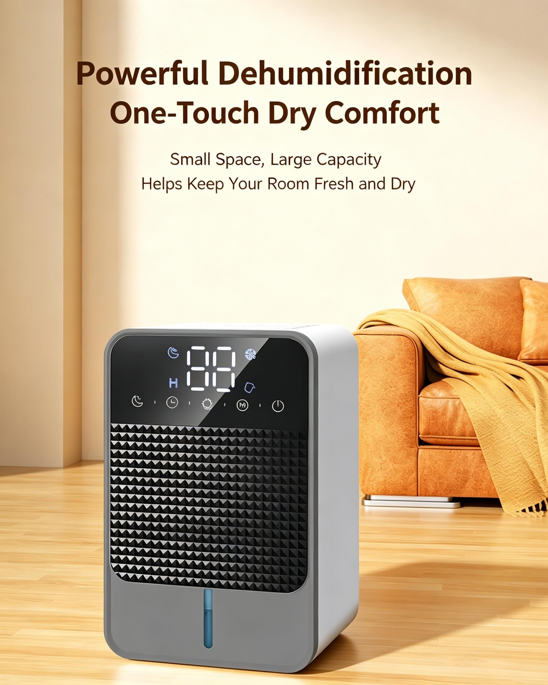 Deumidificatori per la casa, serbatoio d'acqua da 1,5L | 2 modalità di deumidificazione regolabili, sbrinamento automatico intelligente a bassa temperatura(gray)
