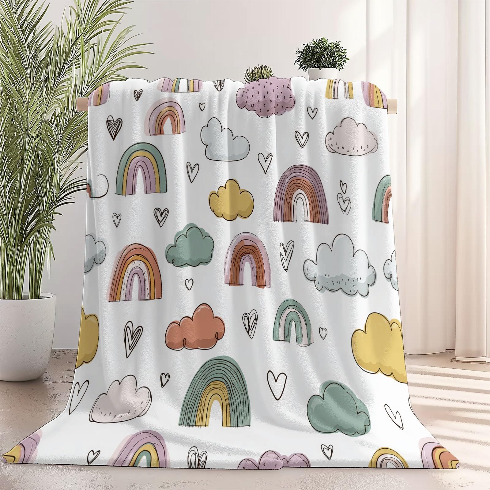Couverture polaire en flanelle imprimée nuages colorés de 220 x 240 cm