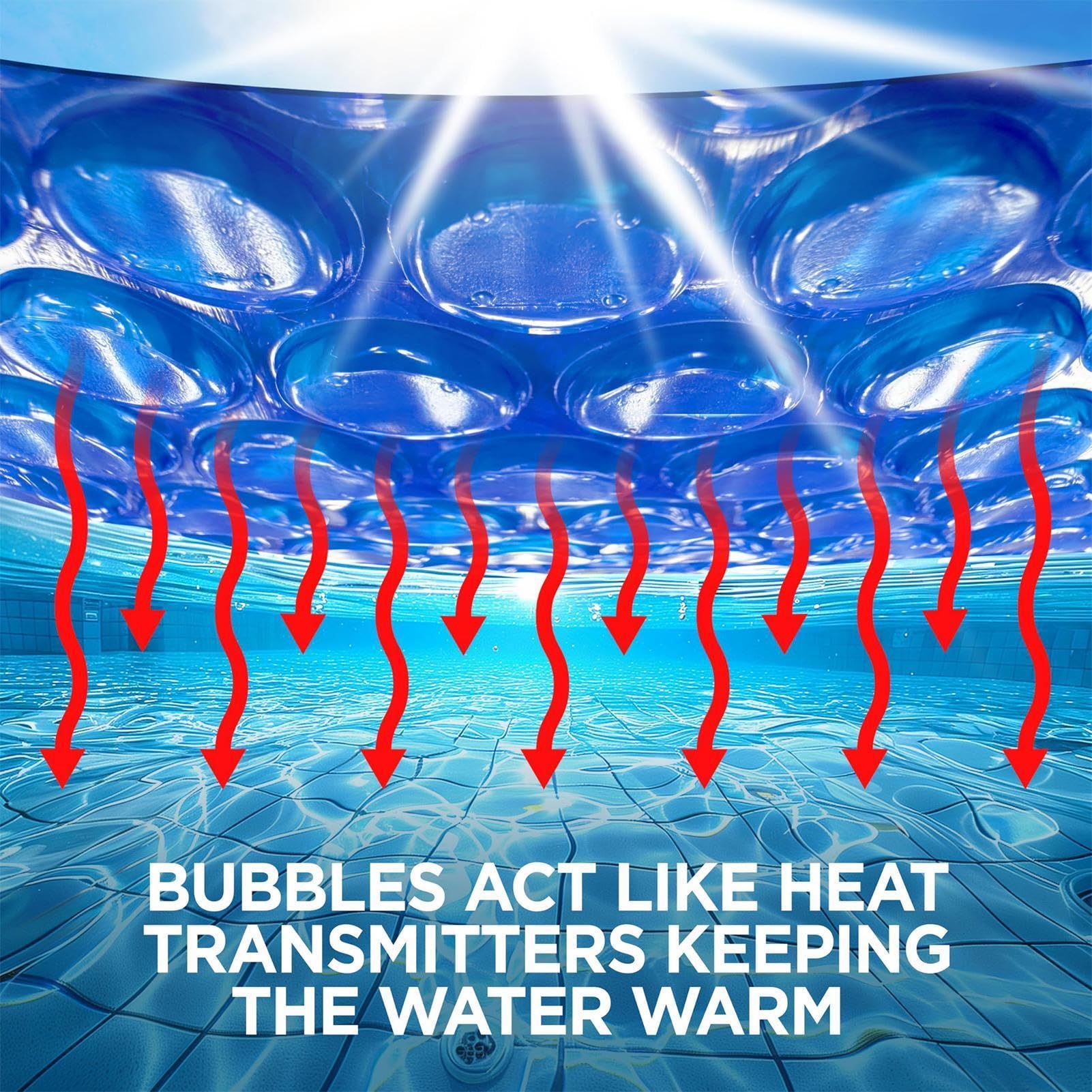Protezione solare per piscina - Supporto termico pesante, coperta solare, pellicola isolante per piscina, adatta per sotterraneo e fuori terra, inverno, estate, terreno, nuoto nel terreno