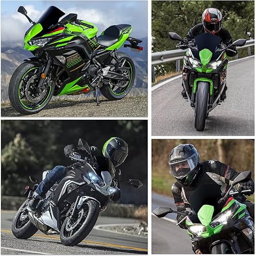 Miniatura 5 de psler Parabrisas doble burbuja para Ninja 650 ER6F 2020 2021 2022 2023 (negro) Negro -,Azul,Cromado,Claro,Gris,Iridio,Multi,Humo