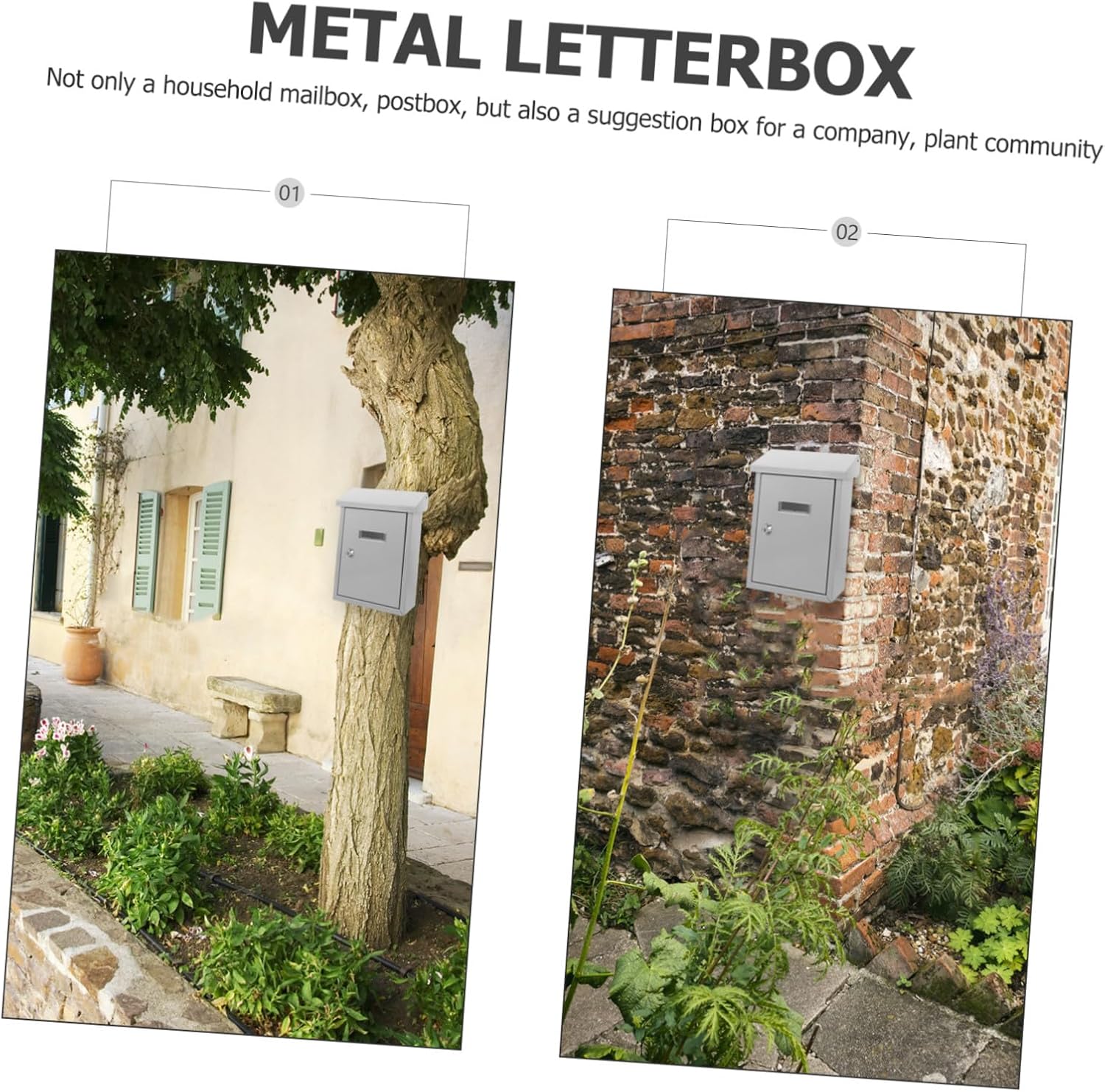 Vintage Wall Mount Mailbox Silver Metal Post Box with Wide Capacity for Letters and Mail Easy Installation Decorative European Style Outdoor Letter Box for Home and Garden