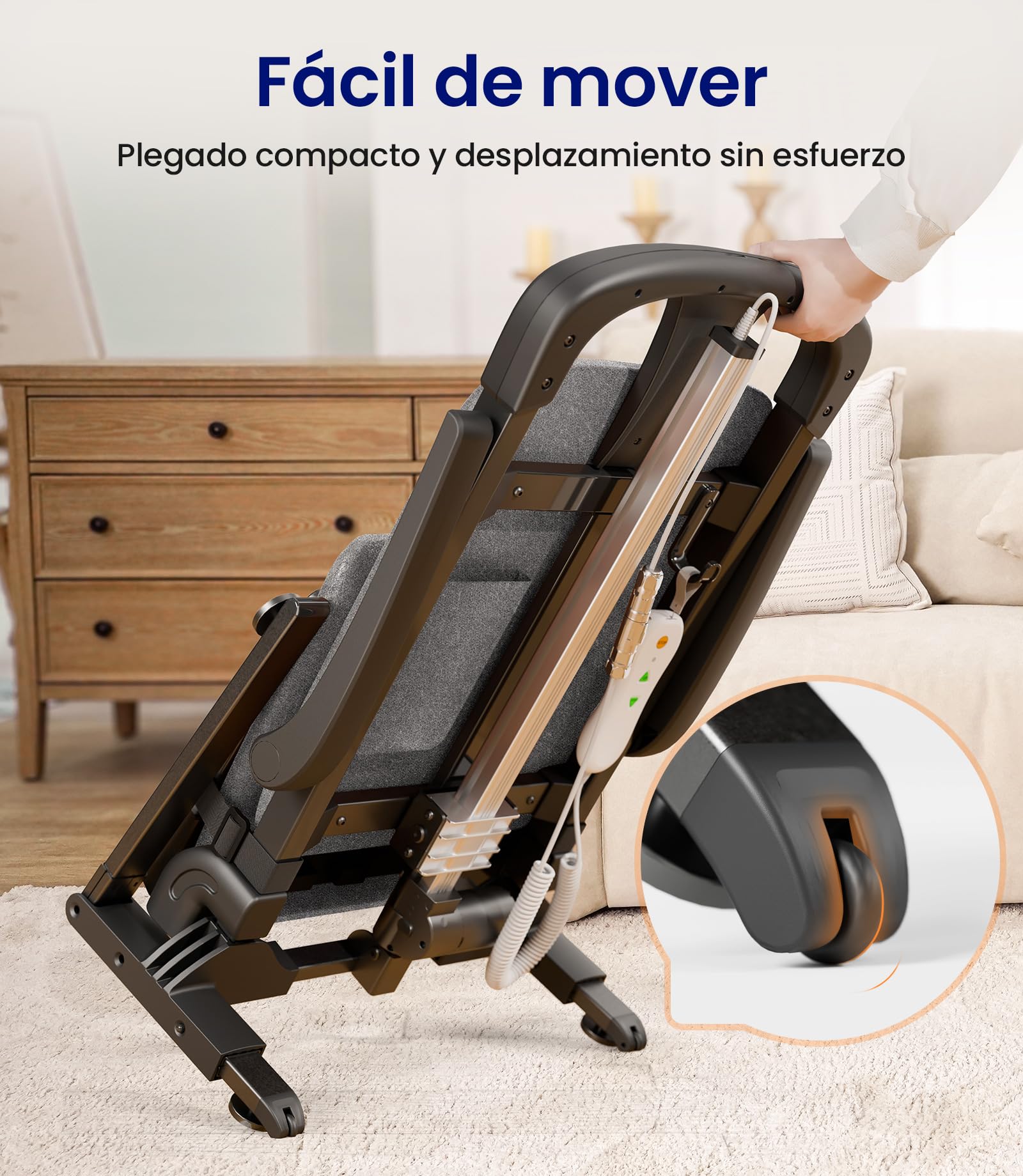 VOCIC AX15 Sillón Elevador eléctrico 200 kg, Robusto y Plegable | Mayores cuidado hogar, ayuda levantarse tras caída, transferencia cama silla ruedas, acero espuma memoria tejido gris