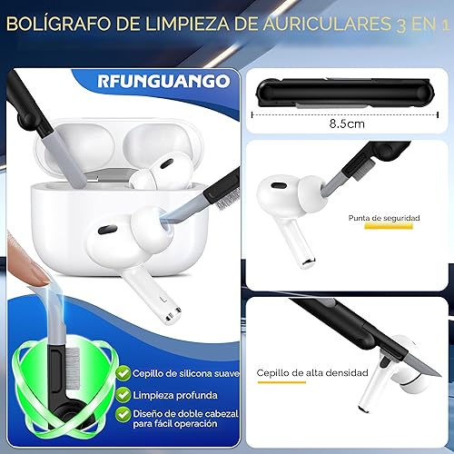 Miniatura 5 de RFUNGUANGO - Caja protectora para AirPods Pro 2 generación con kit de limpieza, caja dura de grado militar con cierre, para caja de carga de AirPod