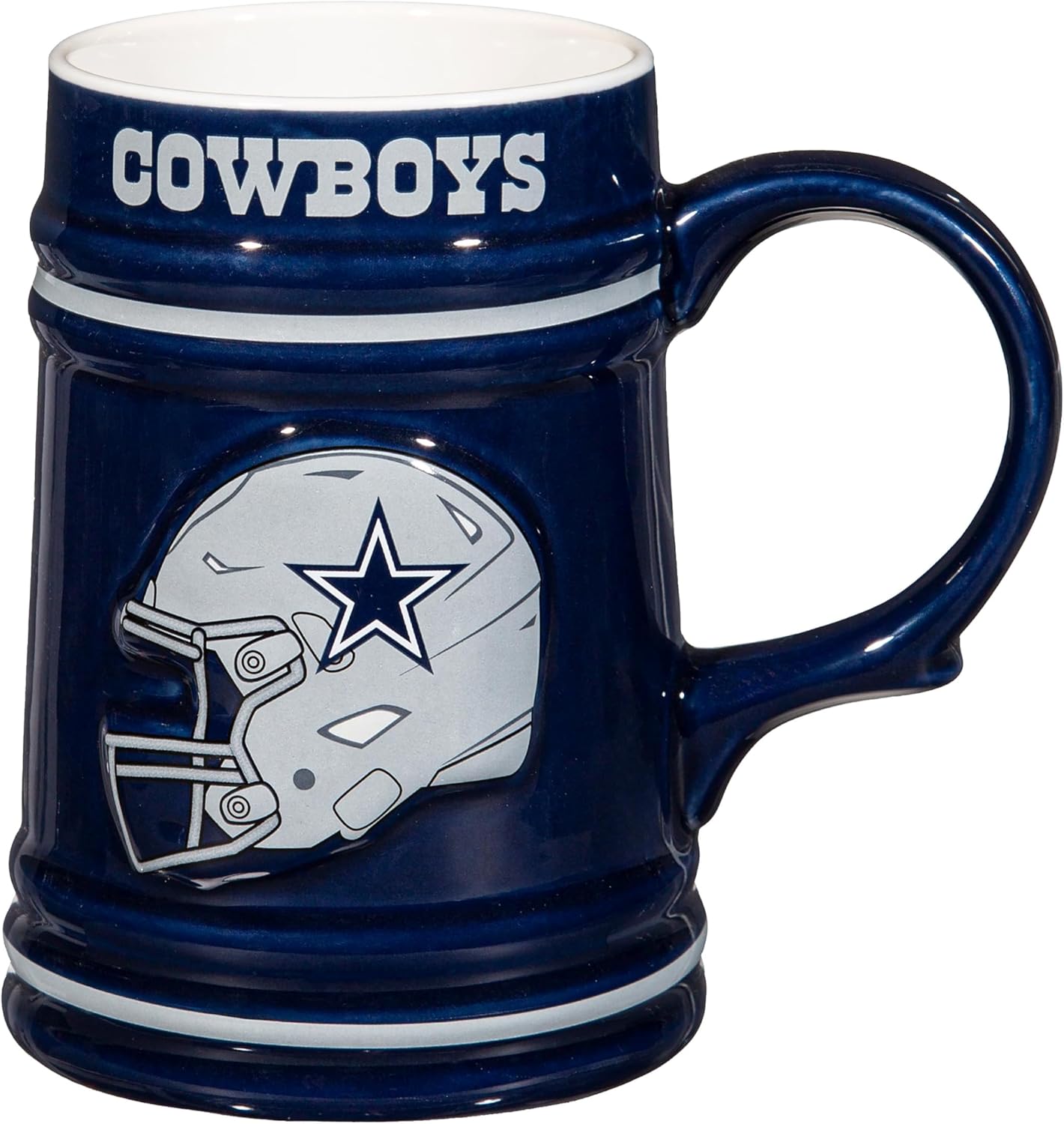 Team Sports America NFL Dallas Cowboys Ceramic Stein Cup with Handle, 24 oz. Beer Stein Mug, Drinking Cups For Bar, Alcohol, Beverages, Coffee, Teas, Gift for Football Fans