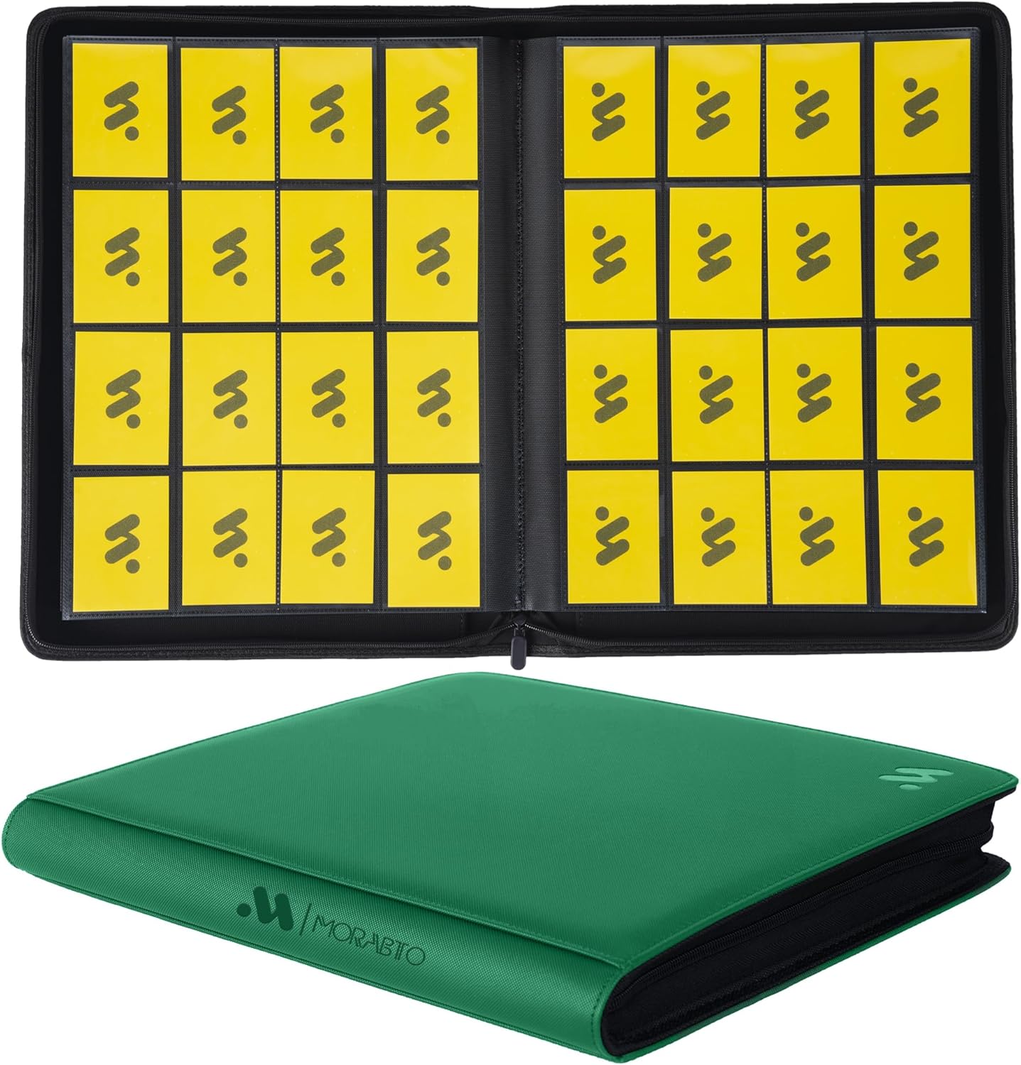 Card Binder 16 Pocket,Trading Card Binder Hold up to 1408 Cards with 44 Sleeves,Zipper Card Holder Album Compatible with TCG Card/Game Cards/Sports Card-Green 16 Pockets 1408 Green