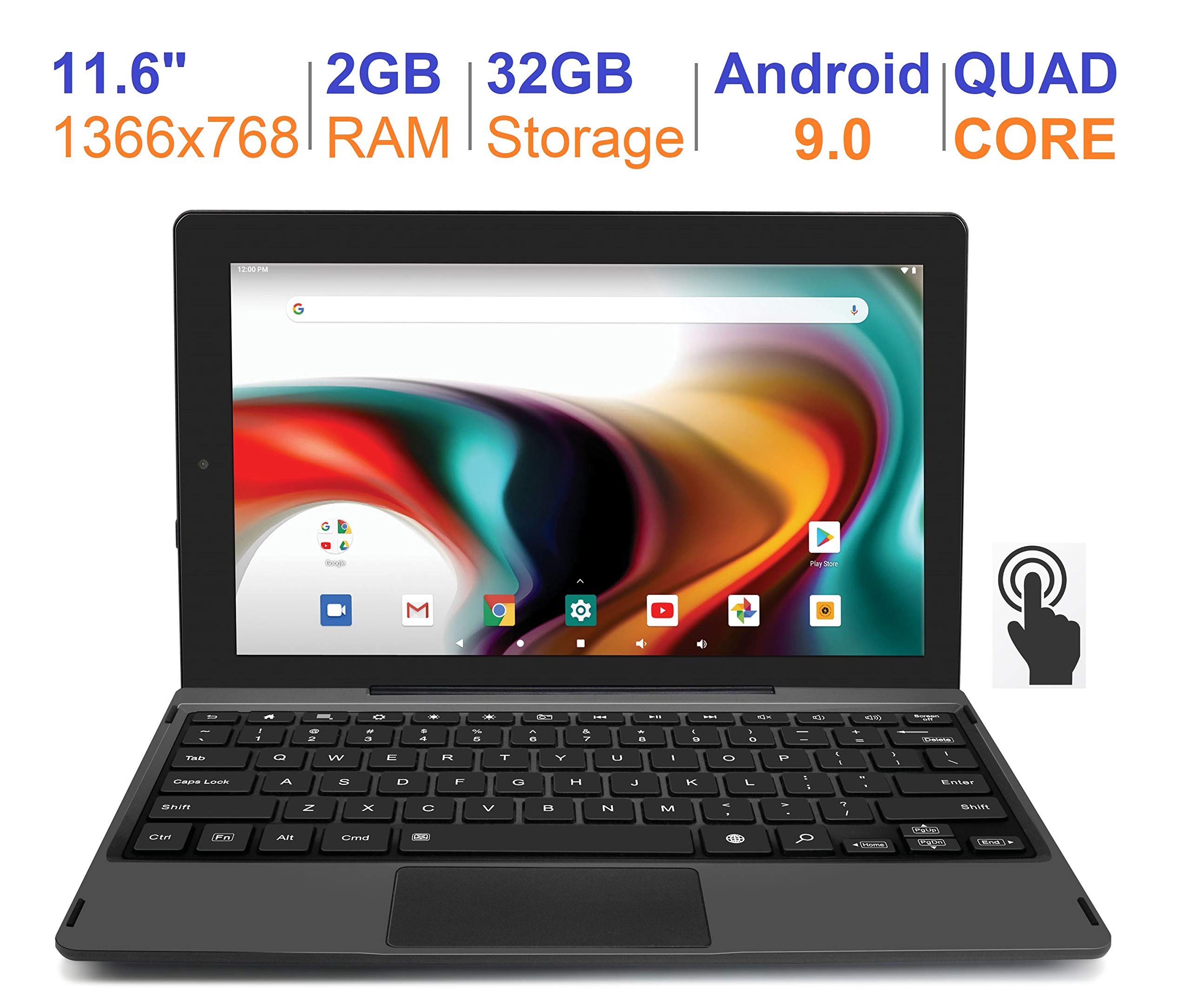 RCA 11 Delta Pro 11.6 Inch Quad-Core 2GB RAM 32GB Storage IPS 1366 x 768 Touchscreen WiFi Bluetooth with Detachable Keyboard Android 9.0 Tablet (11.6", Charcoal)