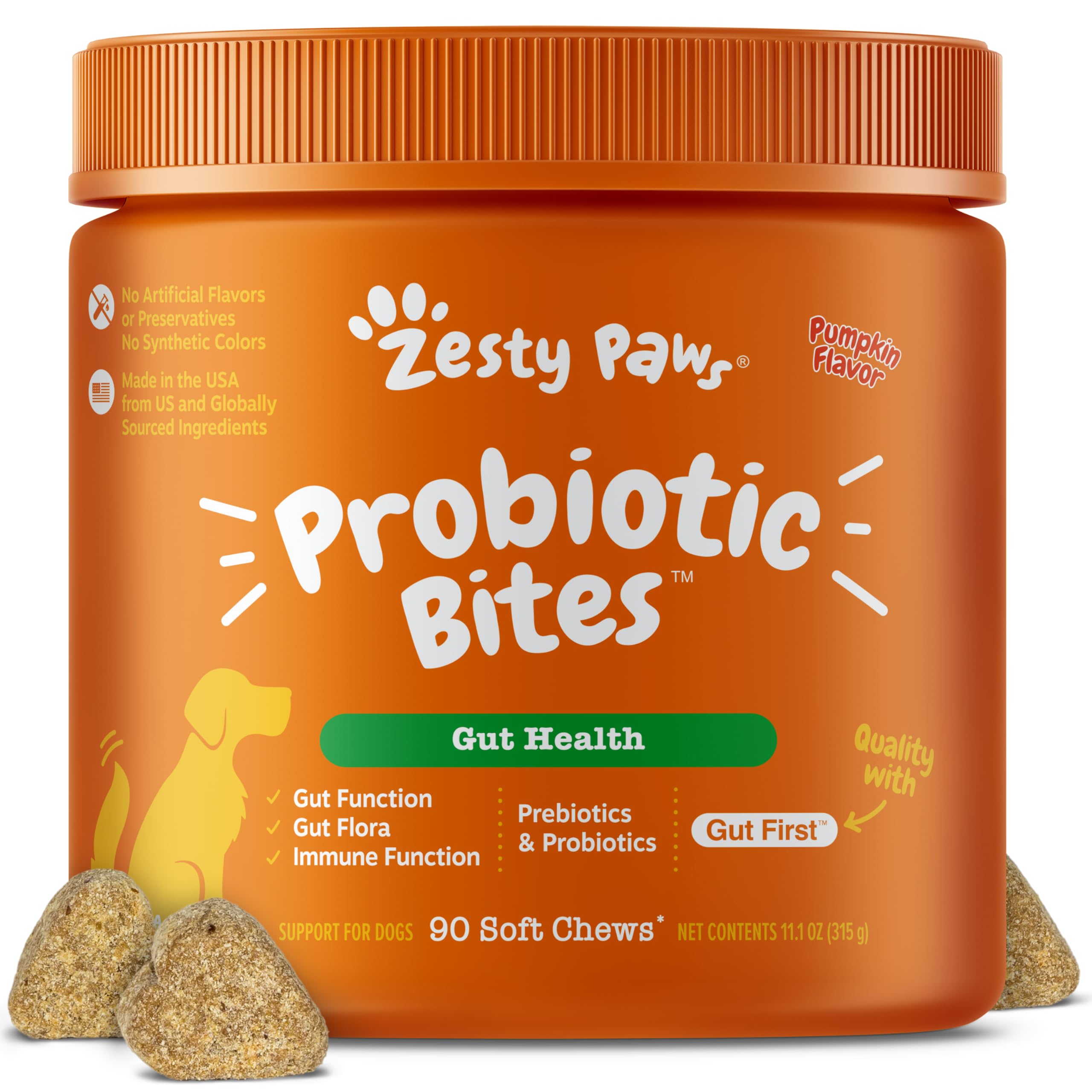 Probiotics for Dogs - Probiotics for Gut Flora, Digestive Health, Occasional Diarrhea & Bowel Support - Clinically Studied DE111 - Functional Dog Supplement Soft Chew for Pet Immune System