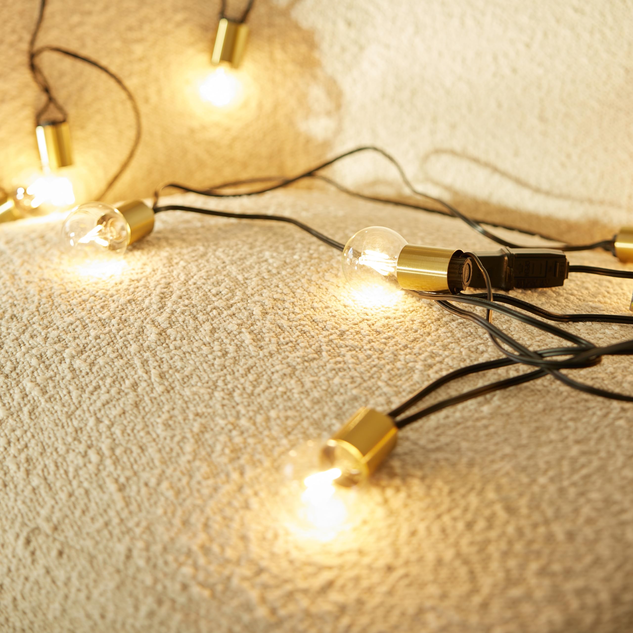 Brightech Glow LED String Lights - 26 Ft Commercial Grade Patio Lights with Brass Accents - Outdoor Waterproof Globe String Light for Backyard, Garden