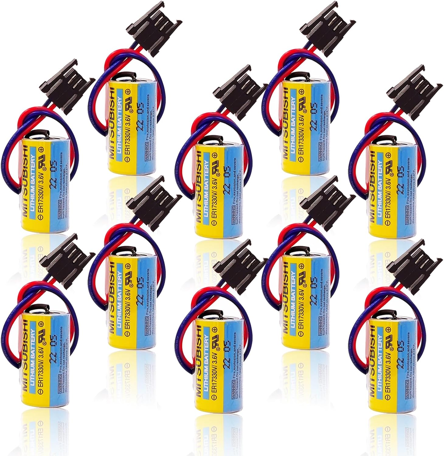 10-Pack ER17330v/3.6V, A6BAT-MR-BAT 3.6V 1700mAh Non-Rechargeable PLC Battery for FANUC CNC System