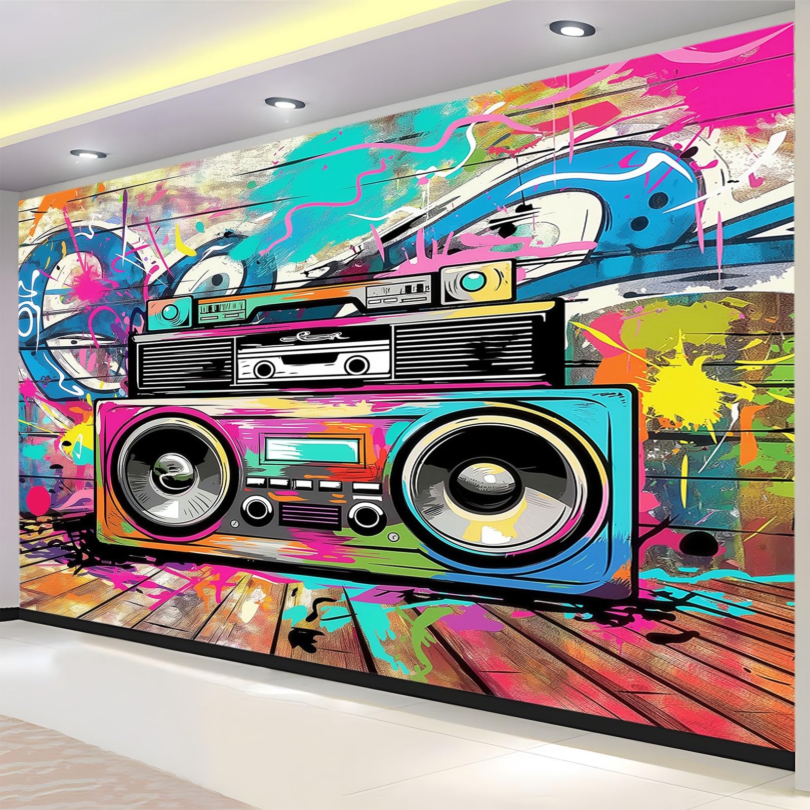 Cultura Hip Hop Dei Graffiti Di Arte Di Strada Carta Da Parati Fotomurale Colore Murali Per Soggiorno Divano Tv Hotel A Tema Corridoio Di Lusso Sfondo Dipinto Murale 300cm (L) X210cm (A)