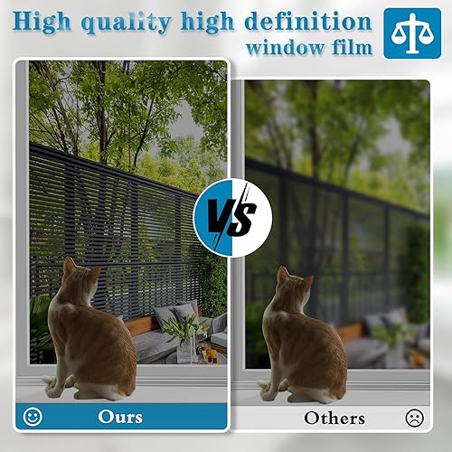 Miniatura 8 de Ohmywor Película de privacidad unidireccional para ventana, tinte de ventana para el hogar, bloqueo solar, anti UV, control de calor, película