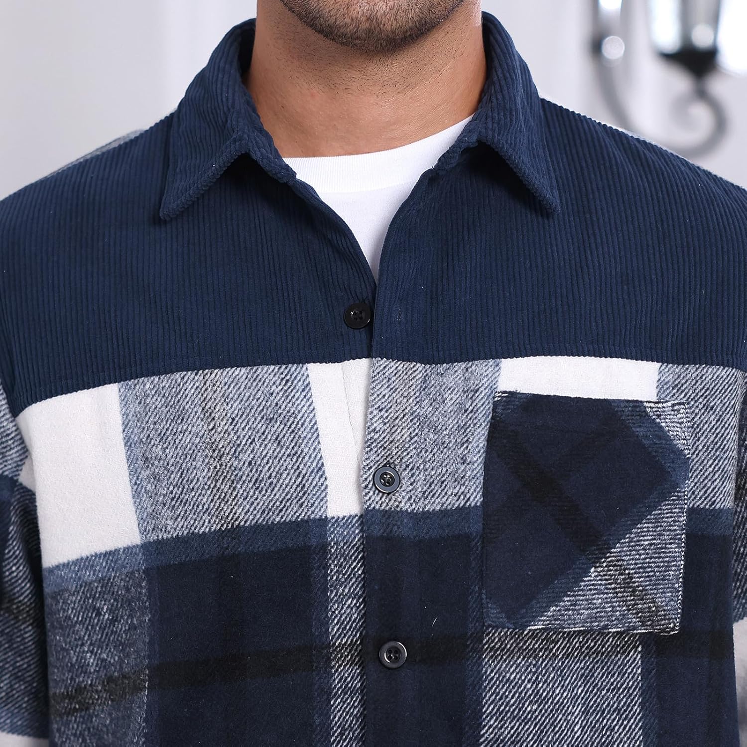 IBTOM CASTLE Men's Flannel Shirts Casual Button Down Plaid Shirt Jacket Long Sleeve Shacket with Pockets - Image 7