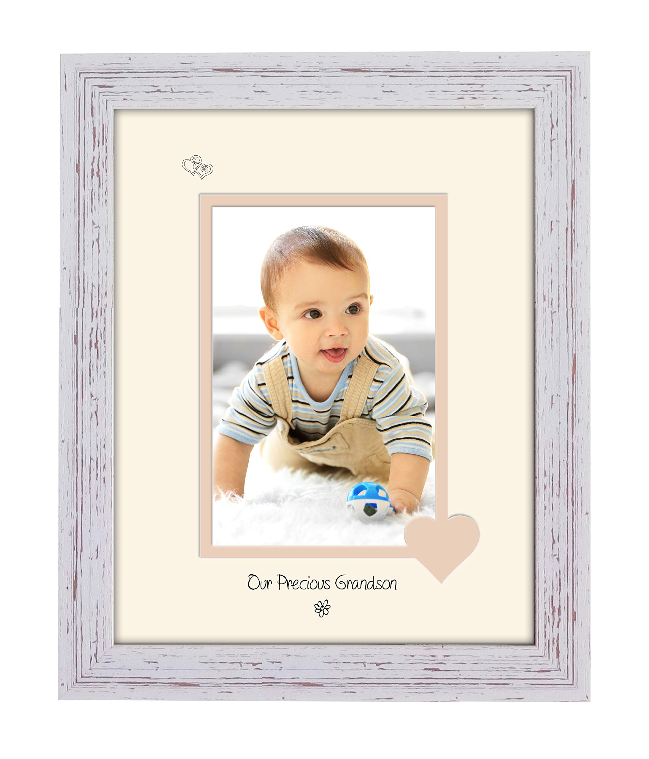 Photos In A Word Shabby Chic Frame Cream Mount Beige Inside Grandson Photo Frame Our Precious Portrait Double Mounted Quality Gift 1041F (Shabby Chic Frame Cream Mount Beige Inside)