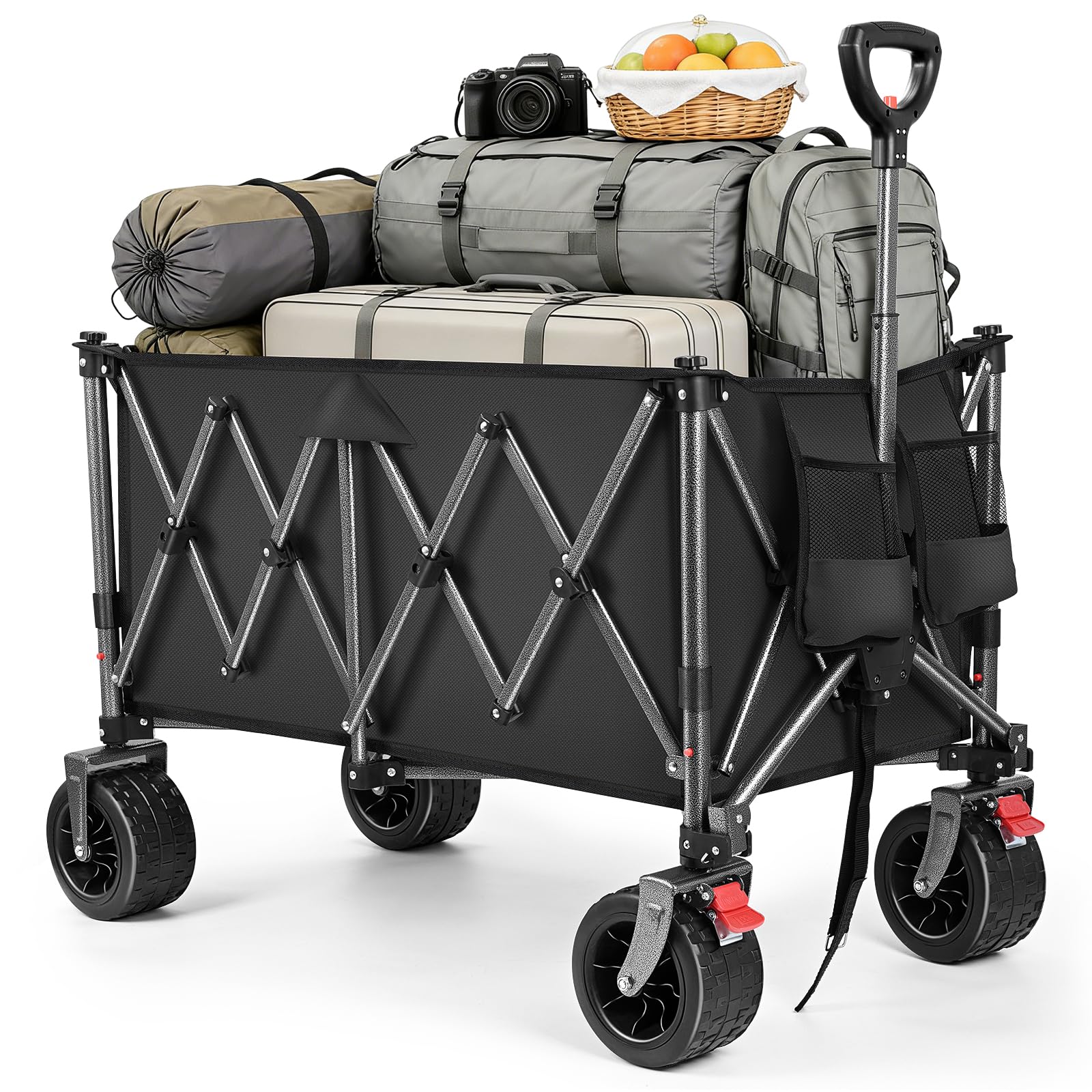 YEAUPE PRO Carro Plegable Todo Terreno – Frenos Dobles, Ruedas Anchas, Estructura Reforzada, Mango Ajustable – Ideal para Playa y Camping – 150‑240L, Negro — view 18