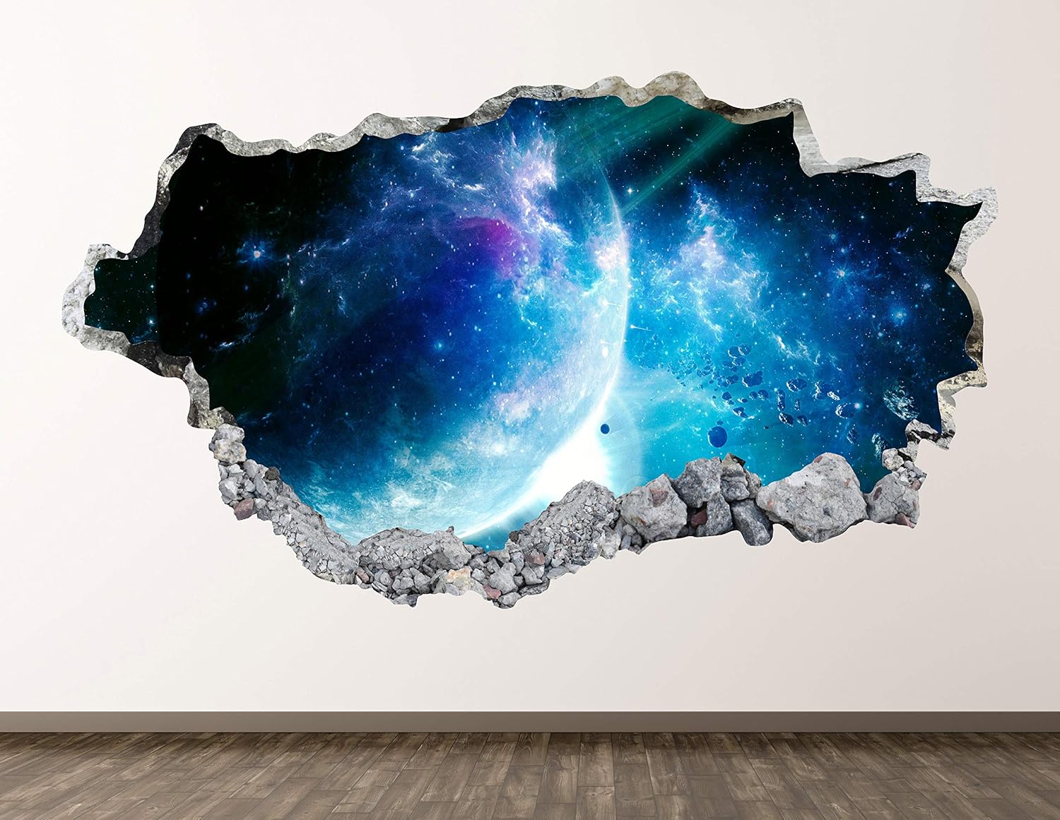 Space Wall Decal Art Decor 3D Smashed Galaxy Rain Stars Sticker Poster Kids Room Mural Custom Gift BL527 (50"w x 30"H)