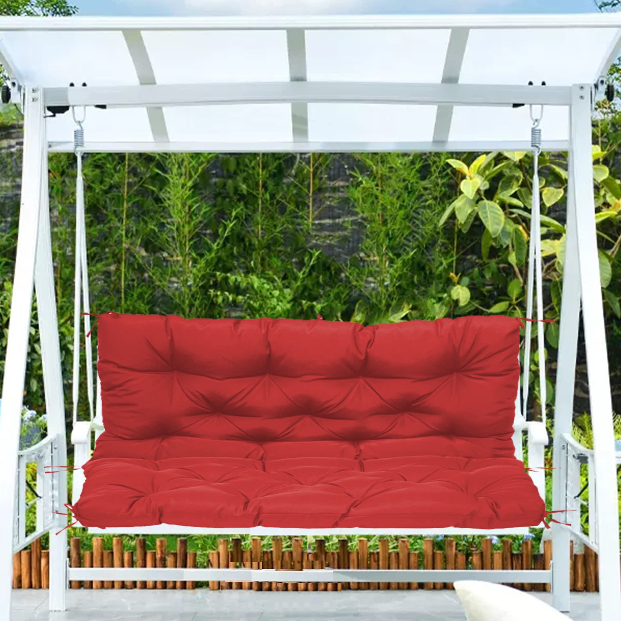 Coussin balancelle imperméable rouge 120x100 idéal pour vos moments de détente sur la terrasse