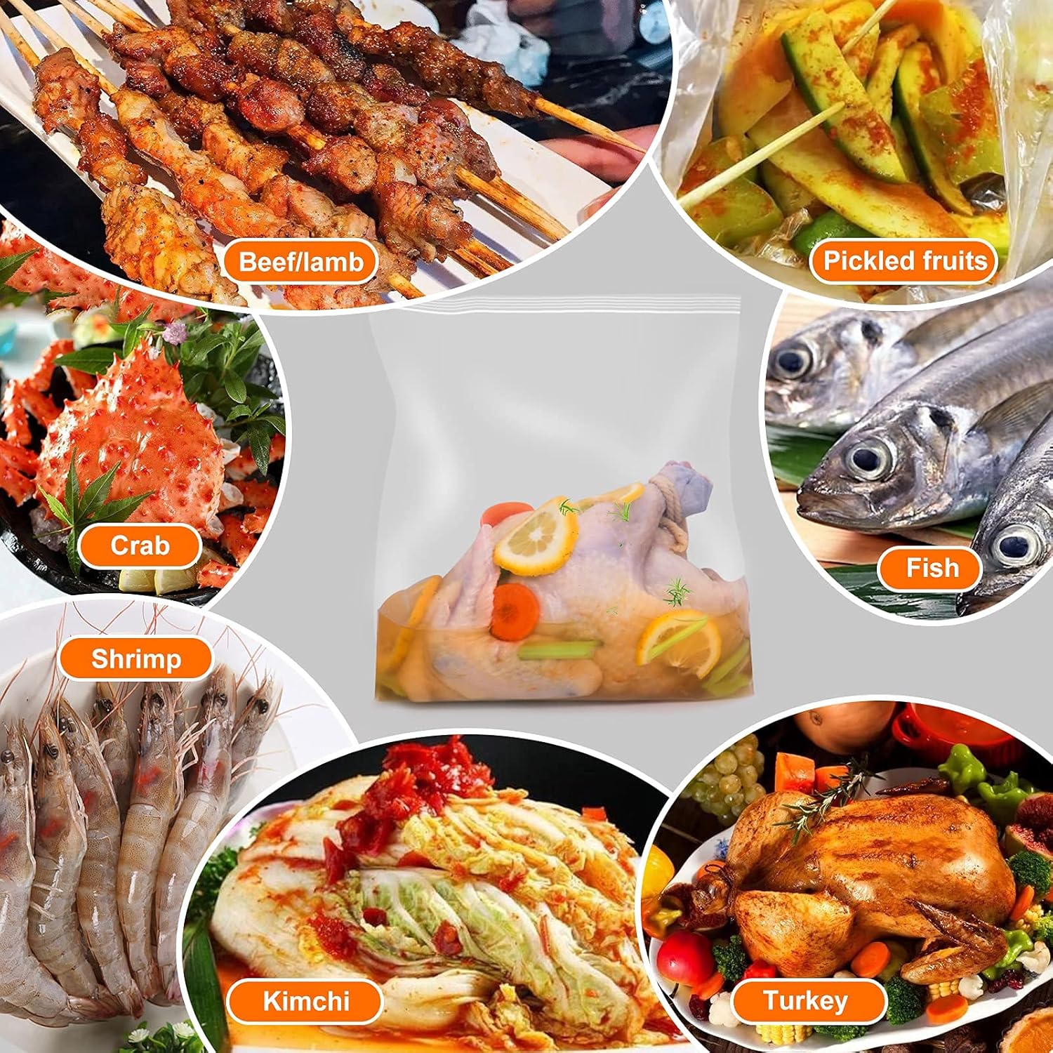 YuYuYu 4pcs Turkey Brining Bags - 25.5*21.5inch Extra Thick For Marinated Chicken,Suitable Marinating All Kinds Of Meats Gallon Ziploc Can Load-Bearing To 45 Lb,Kitchen Twine Included Transparent : Grocery & Gourmet Food