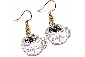 Espresso Earrings: Delightful Coffee Kitties in Enamel