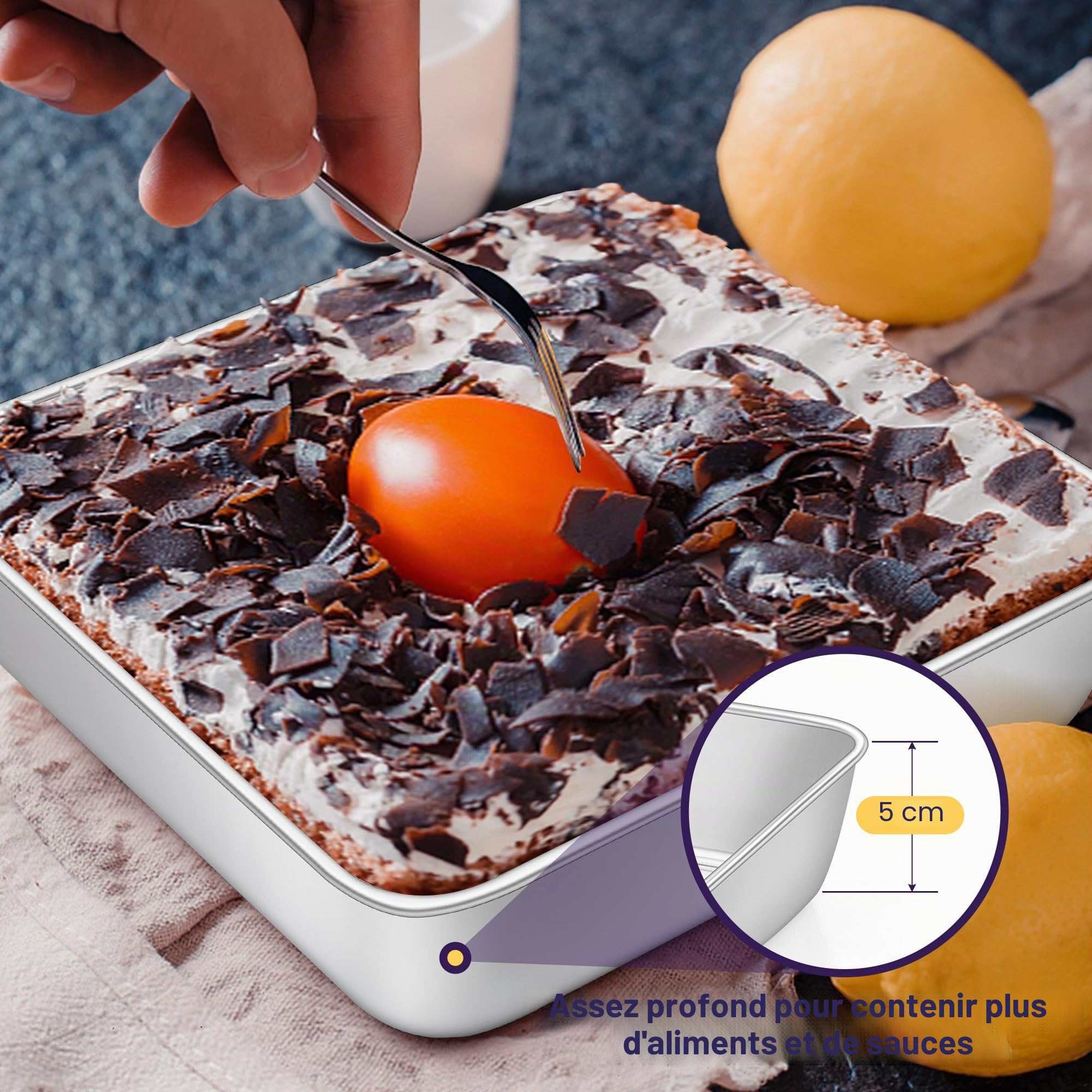 HaWare Lot de 4 plats à gratin carrés, en acier inoxydable, petits, carrés, idéaux pour lasagnes, brownies, gâteaux, sains et passent au lave-vaisselle, 15 x 15 x 5 cm