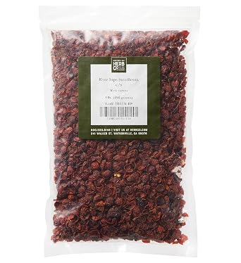 Rose Hips Seedless Cut & Sifted, by Herb Co, Rosa Canina, From Chile, Kosher, for Herbal Tea Blends & Potpourri, 1 lb