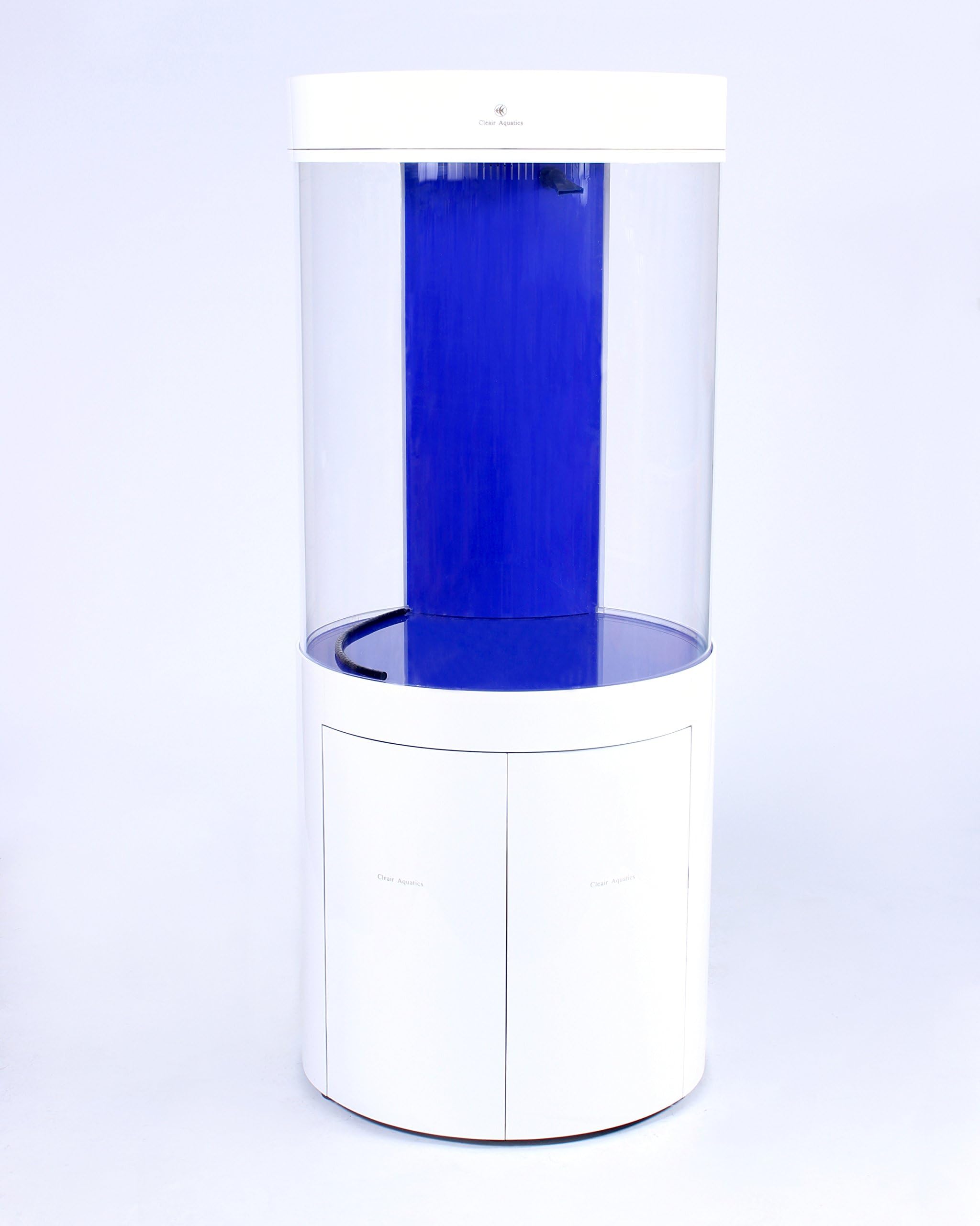 PRO CLEAR Acrylic Aquarium Combo with Canopy & Stand. Built in Sump Filtration, for Freshwater or Saltwater Aquarium Use. Modern & Lightweight Cylinder Fish Tank. (White) (LS-Y600WHI)