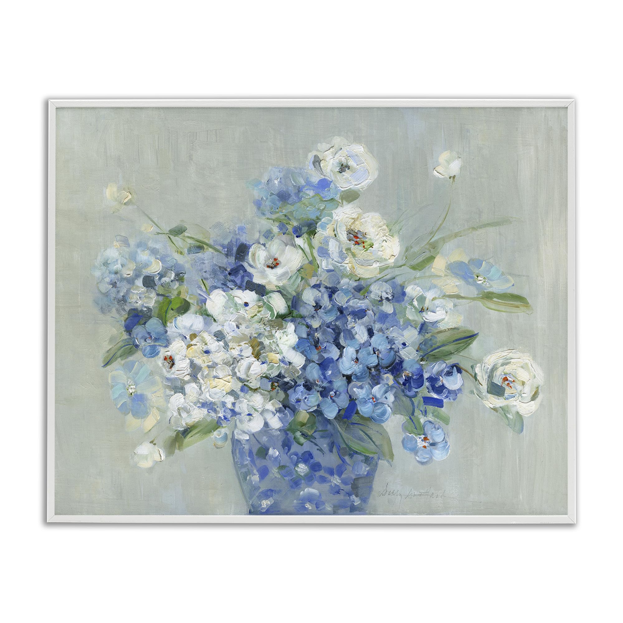 Stupell Industries Serene Blue White Floral Bouquet 'Serene Blue And White Bouquet', Framed Giclee Art, White, 20 X 16 Inches, Easy To Hang And Sturdy, Made In Usa, By Sally Swatland