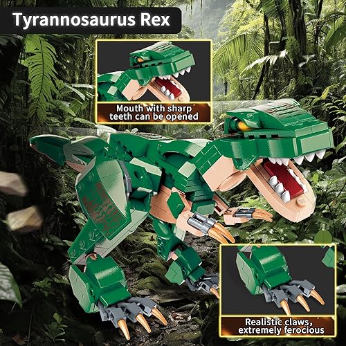 Miniatura 7 de Juego de construcción de dinosaurios 3 en 1 para niños de 6 a 12 años, ladrillos de construcción de dinosaurios STEM juguete educativo