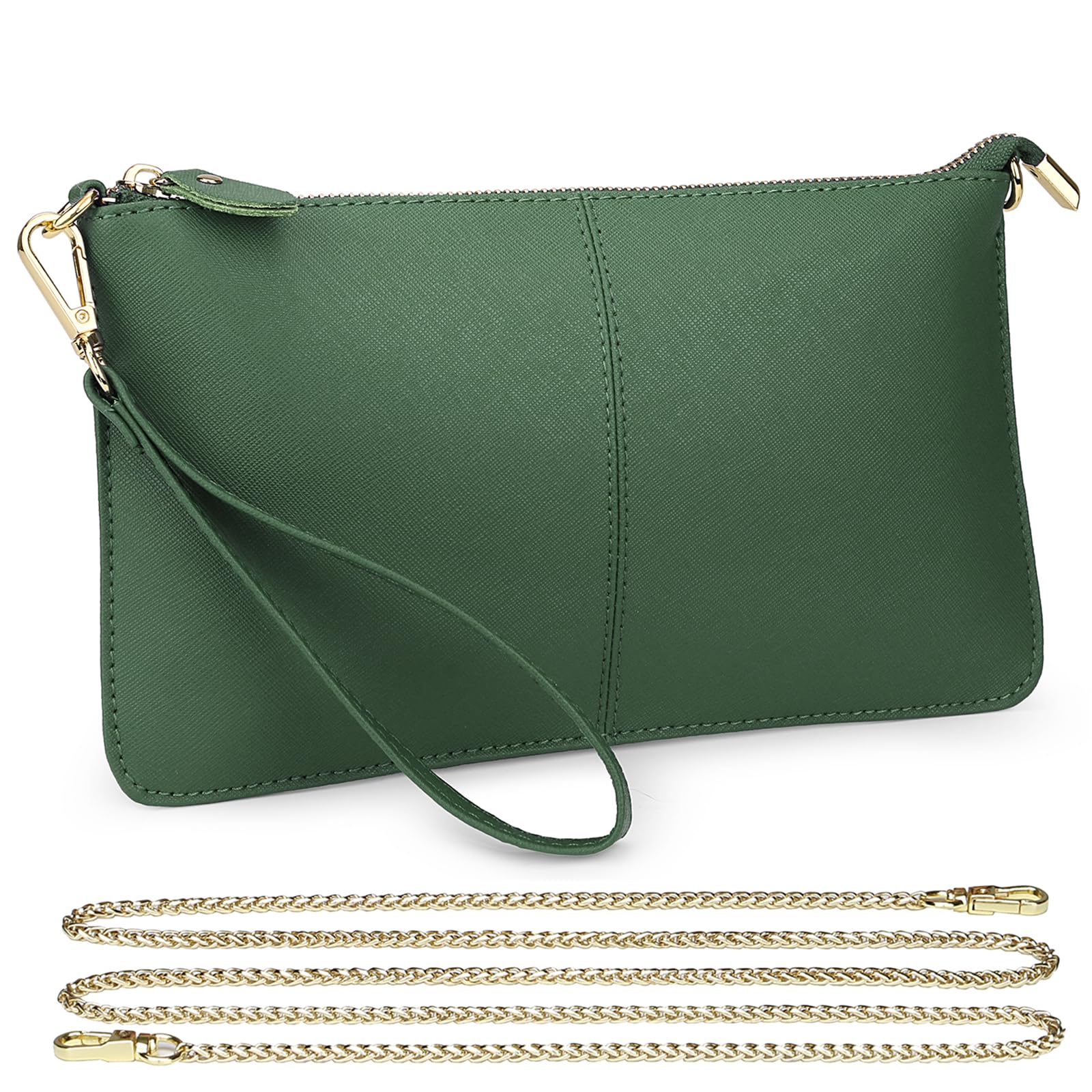 Uromee Genuine Leather Wristlet Wallet Clutch Purses with Detachable Chain