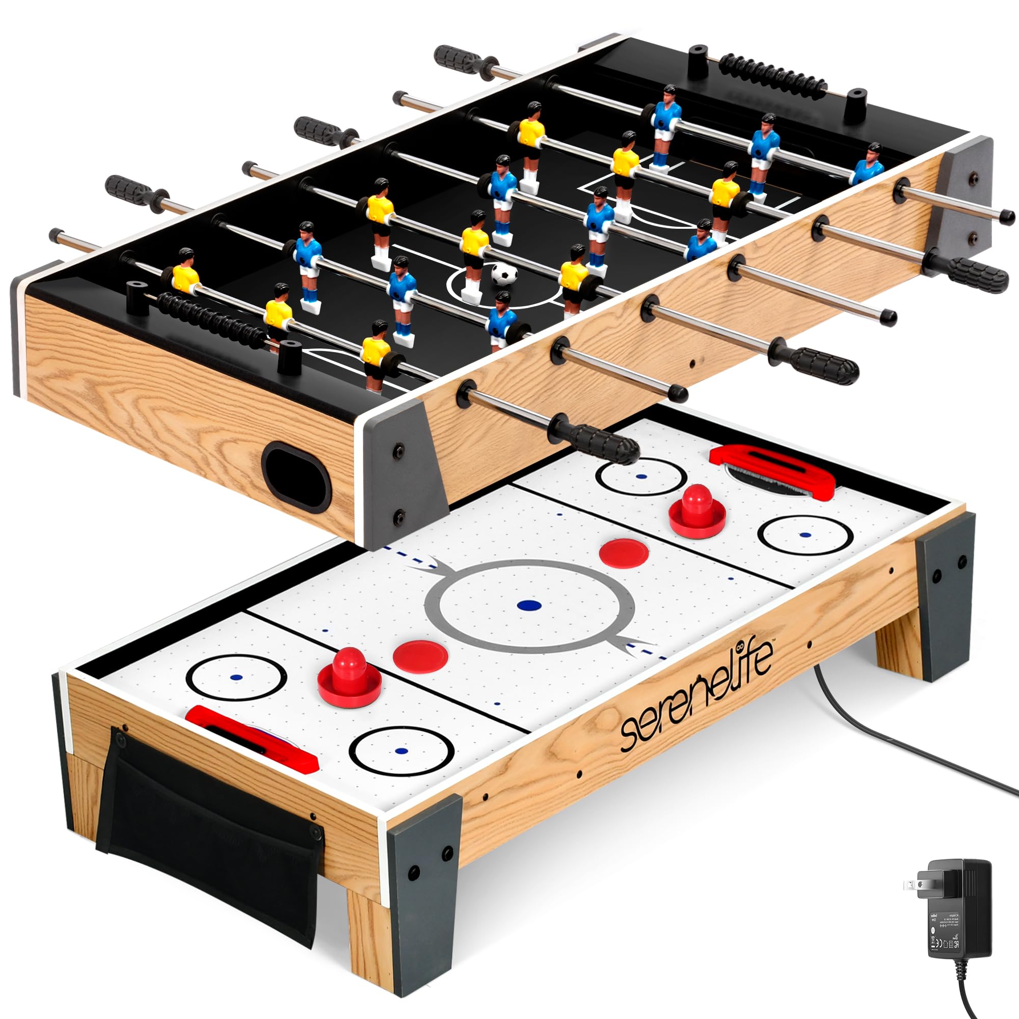 SereneLife 4-in-1 Multi-Game Table - 48" Sports Arcade, Ping Pong, Air Hockey, Pool, Foosball - Indoor/Outdoor Table for Family, Kids & Adults