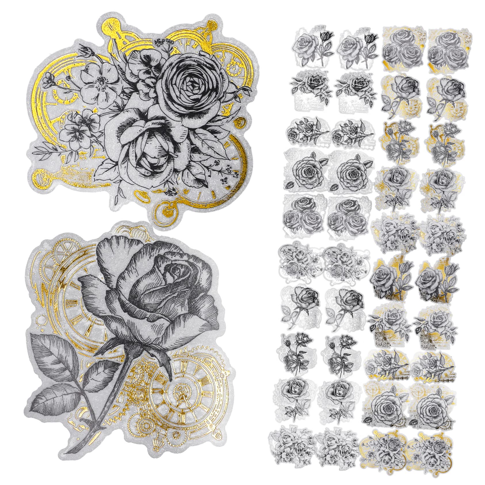 OSALADI 5 Stück 2 Retro Blumenaufkleber Scrapbooking Planer Junk -Journale UV Sammelalbum Tagebuchaufkleber Washi-Aufkleberpapier Briefpapier Aufkleber Lackmuspapier