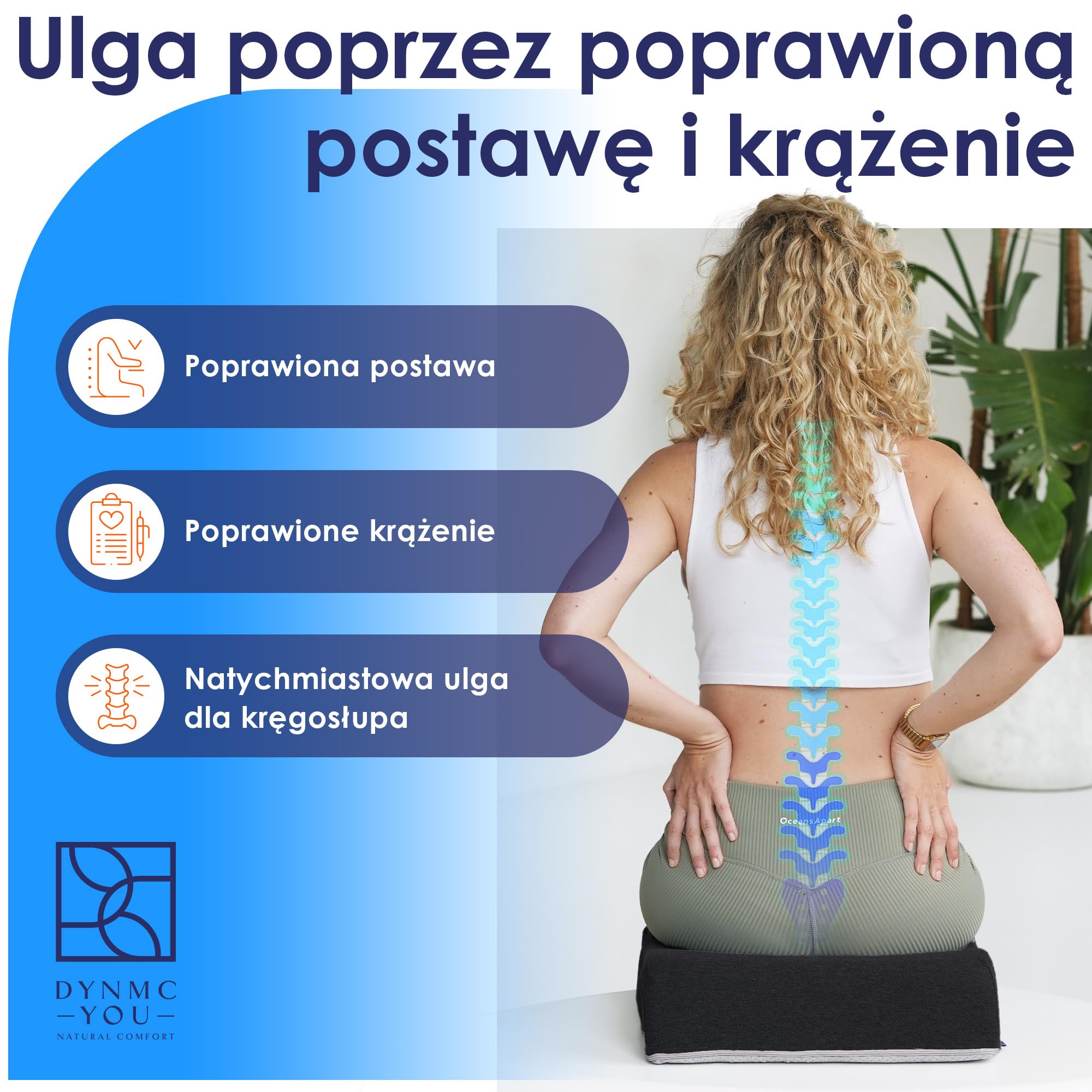 Podwyższenie siedziska 12 cm dla dorosłych – twarde, wygodne na krzesło | Twarde podwyższenie & pomoc przy wstawaniu · siedzisko 12 cm wyżej · 41x41 cm · krzesło, auto & biuro · OEKO-TEX