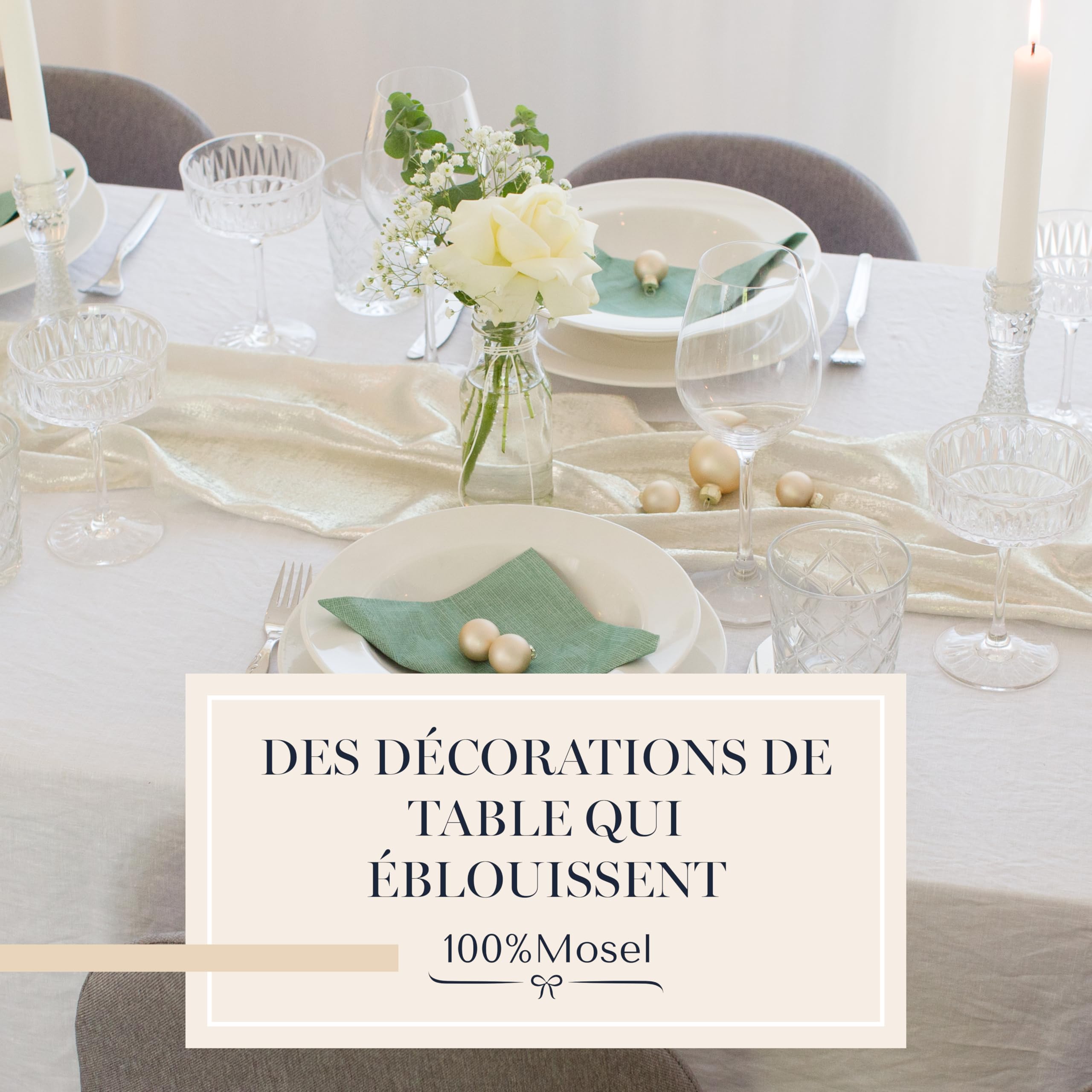 Chemin De Table Doré Scintillant 100%Mosel – 28 Cm X 5 M, Tissu Mousseline Brocart Élégant Pour Noël, Mariage, Anniversaire – Décoration Table Festive Chic