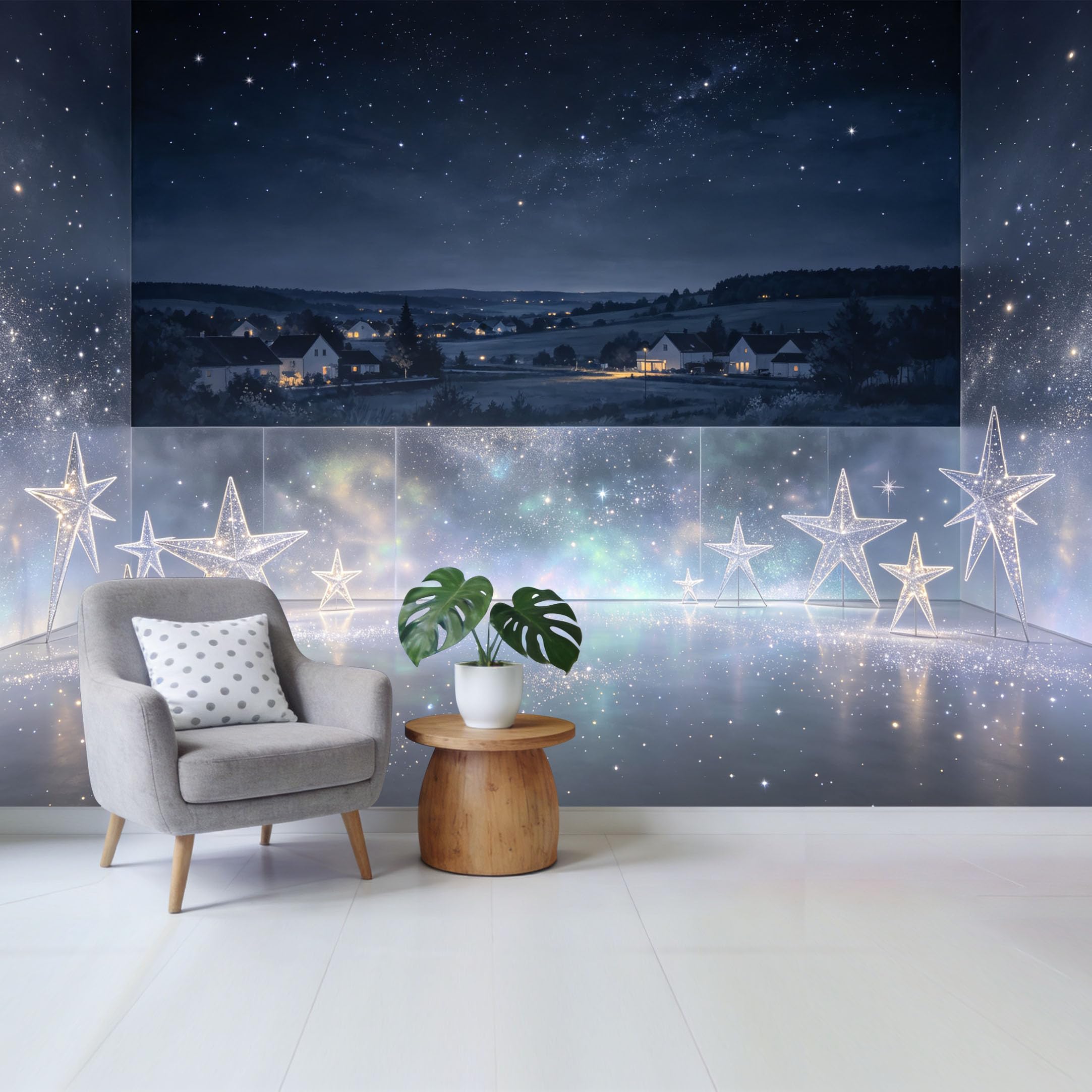 Qzlithotic Yq2605251112 Custom Size Wall Mural Night Sky Starry Landscape Galaxy Glow Stars Modern Abstract Selfadhesive Wall Fabric Removable Wallpaper For Home Office Decor