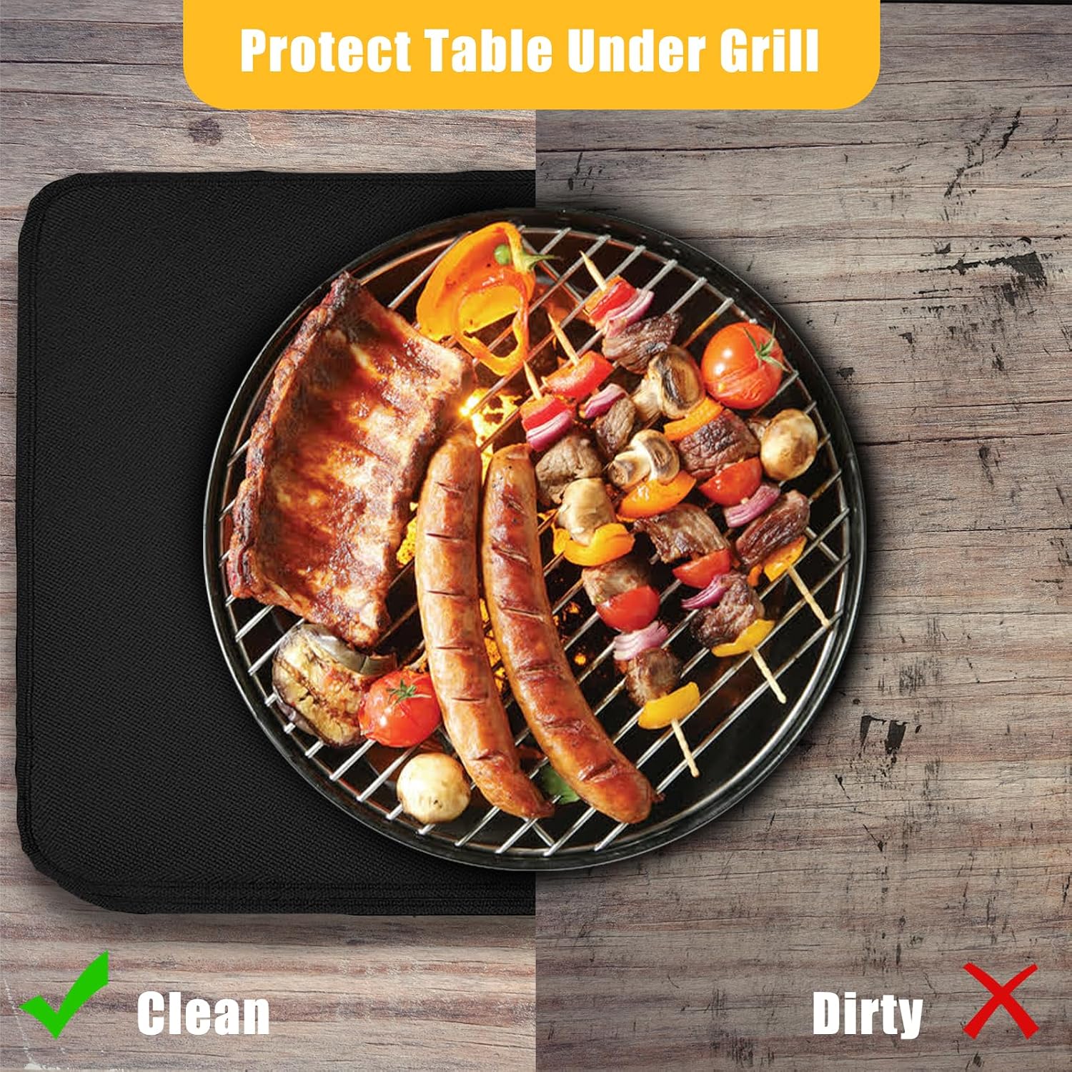 24" x 31" Rectangular Grill Mat, Fire Pit Mat Fireproof Under Grill Mat Oil-Proof Waterproof BBQ Pad for Outdoor Grill Accessories, Heat Resistant Protective Deck and Patio Mat Fire Resistant Pad