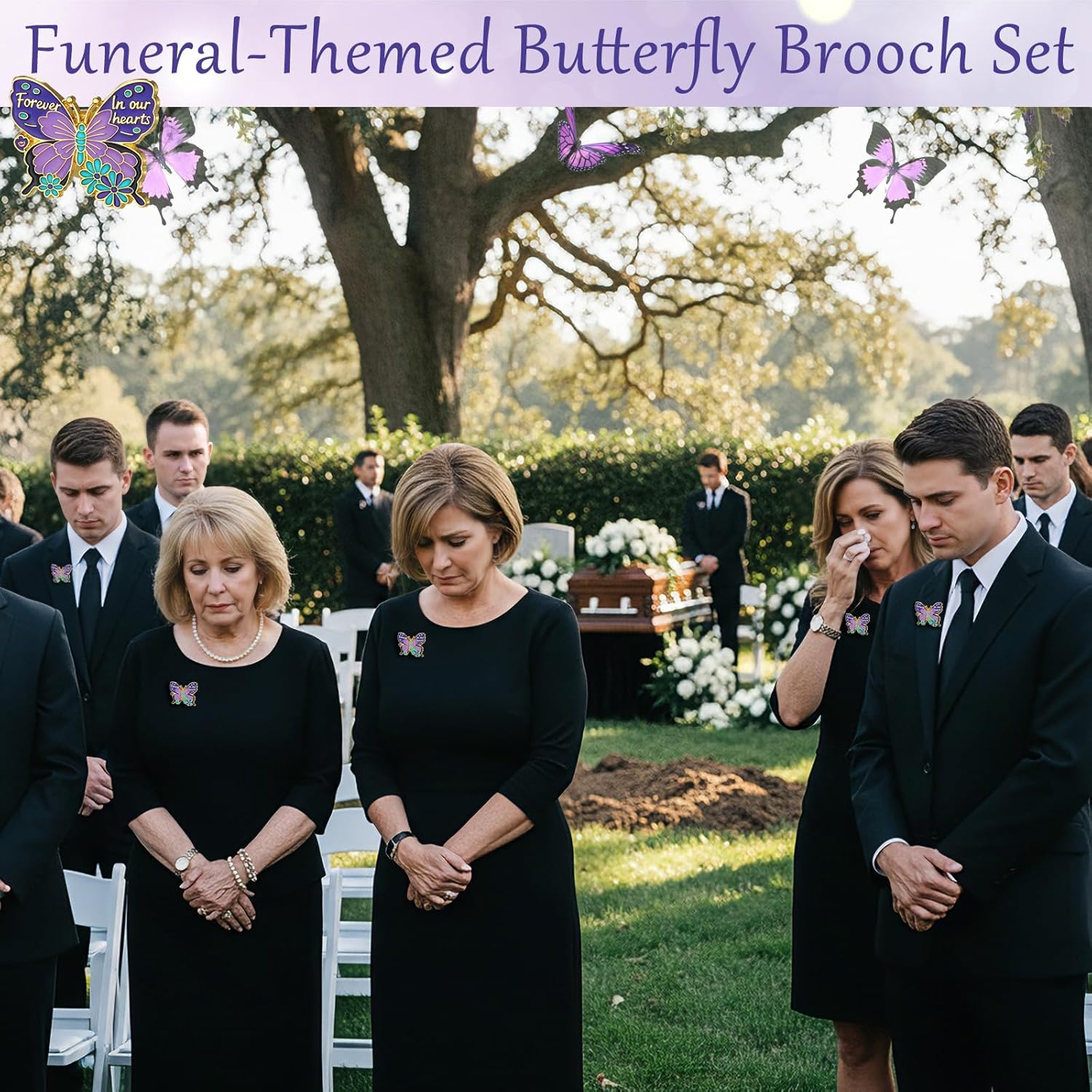 120pcs Funeral Favors for Guests Butterfly Pins Memorial Enamel Lapel Pins with Memorial Cards Celebration of Life Gifts