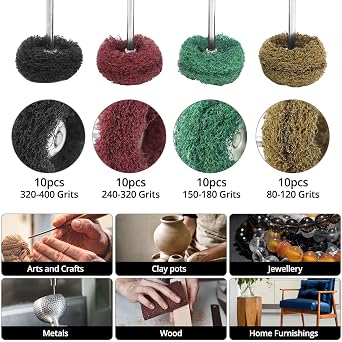 QWORK® 40 Pieces Buffing Wheel, Abrasive Buffing Polishing Wheels Set, 1/8