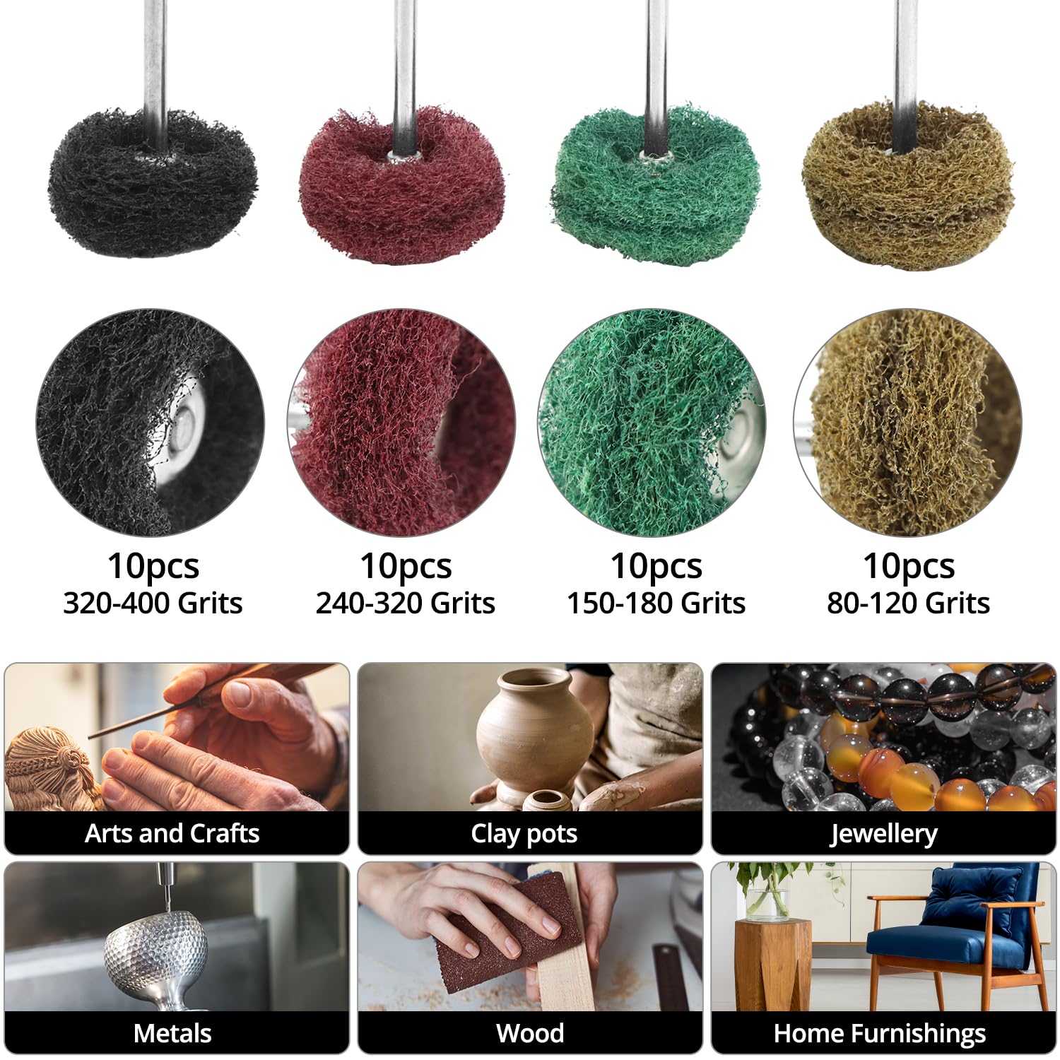 QWORK® 40 szt. zestaw szlifierski do polerowania, trzpień 3 mm, narzędzie obrotowe