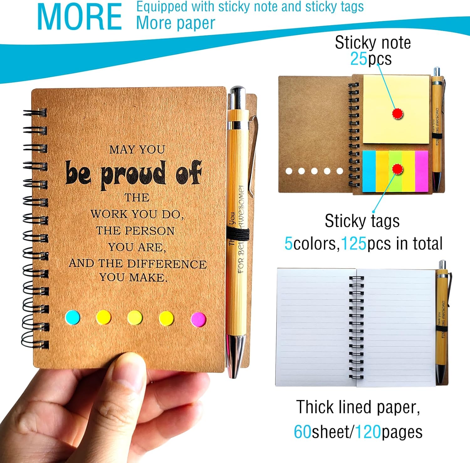 Appreciation Thank You Gifts,21 Set Spiral Notebook with Pen,Employee Appreciation Gifts Bulk,Inspirational Journals Notepads,Small Notebooks for Teachers Students Employee Women Men Work & Note (21 SET)